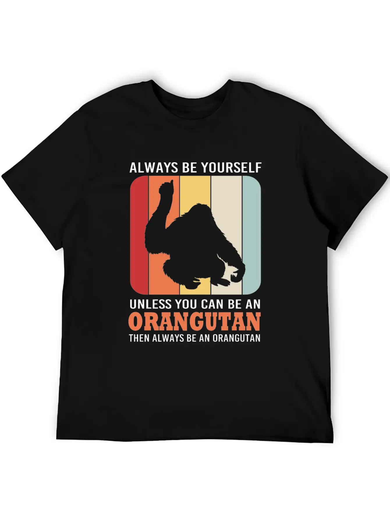 Retro Ape Monkey Silhouette Funny Orangutan Lightweight Cotton T-Shirt – Daily Comfort Graphic Shirt