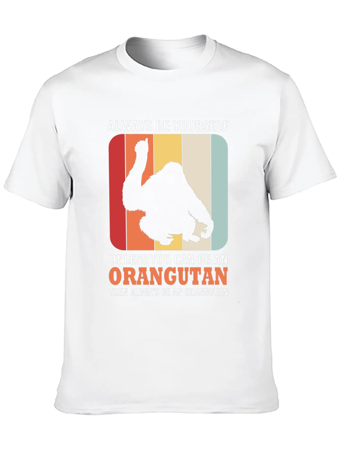 Retro Ape Monkey Silhouette Funny Orangutan Lightweight Cotton T-Shirt – Daily Comfort Graphic Shirt