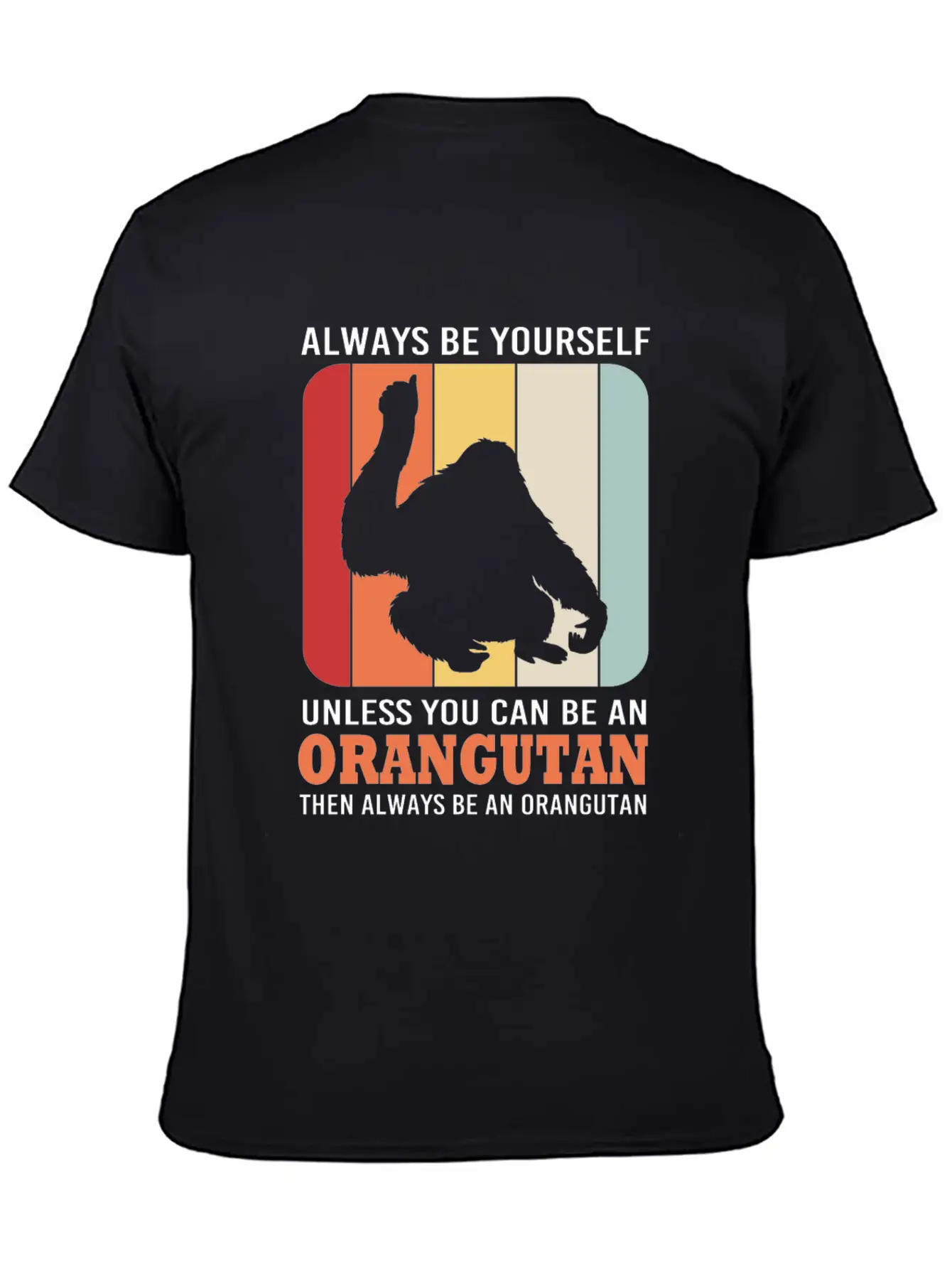 Retro Ape Monkey Silhouette Funny Orangutan Lightweight Cotton T-Shirt – Daily Comfort Graphic Shirt