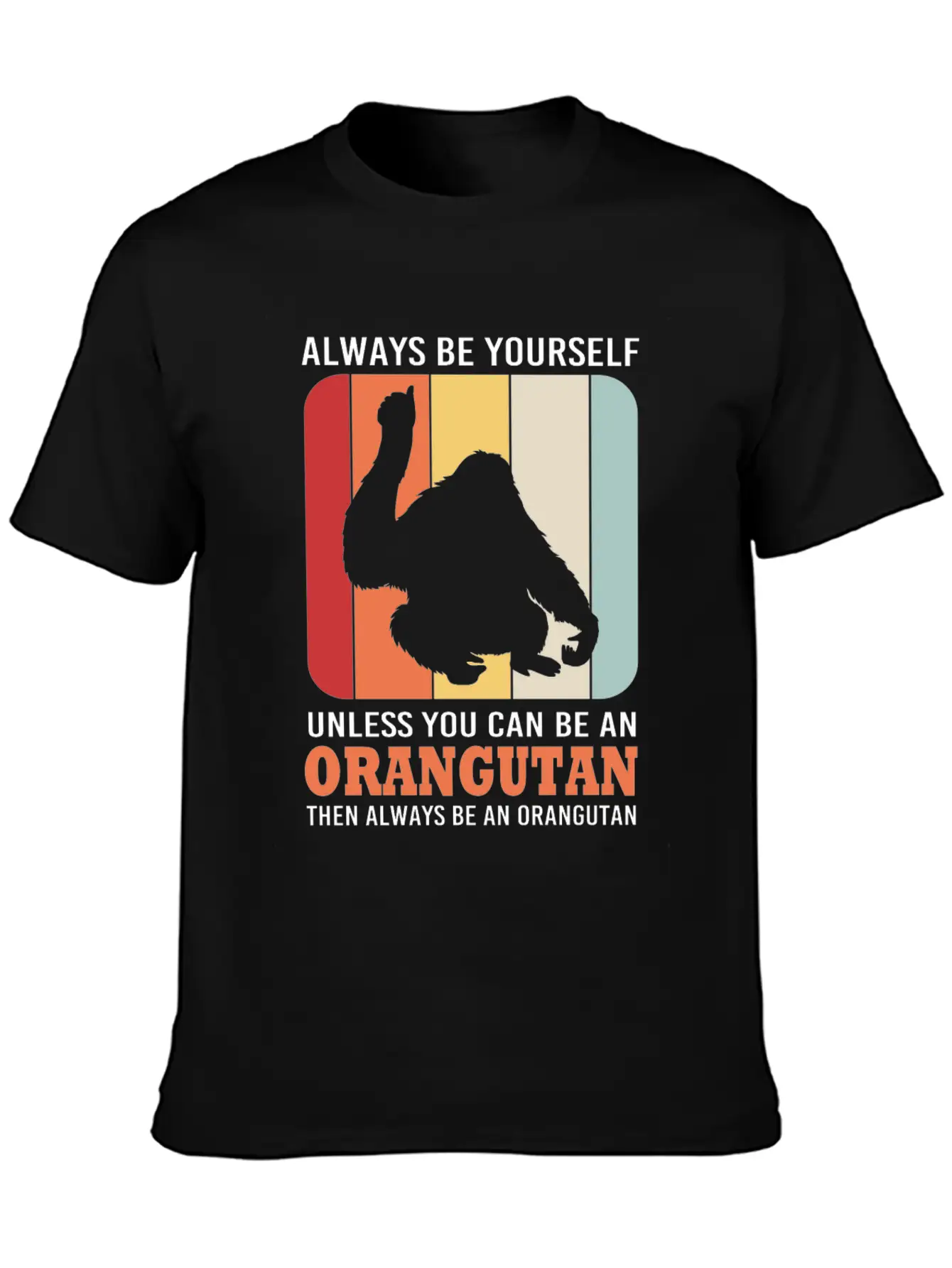 Retro Ape Monkey Silhouette Funny Orangutan Lightweight Cotton T-Shirt – Daily Comfort Graphic Shirt