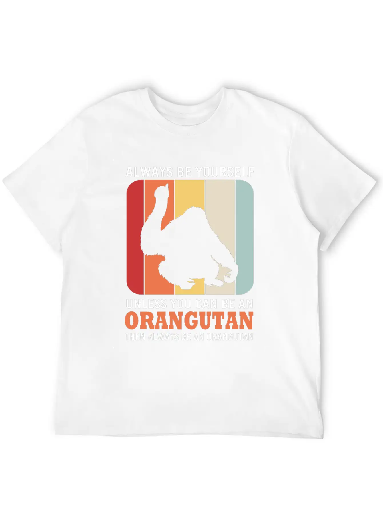 Retro Ape Monkey Silhouette Funny Orangutan Lightweight Cotton T-Shirt – Daily Comfort Graphic Shirt