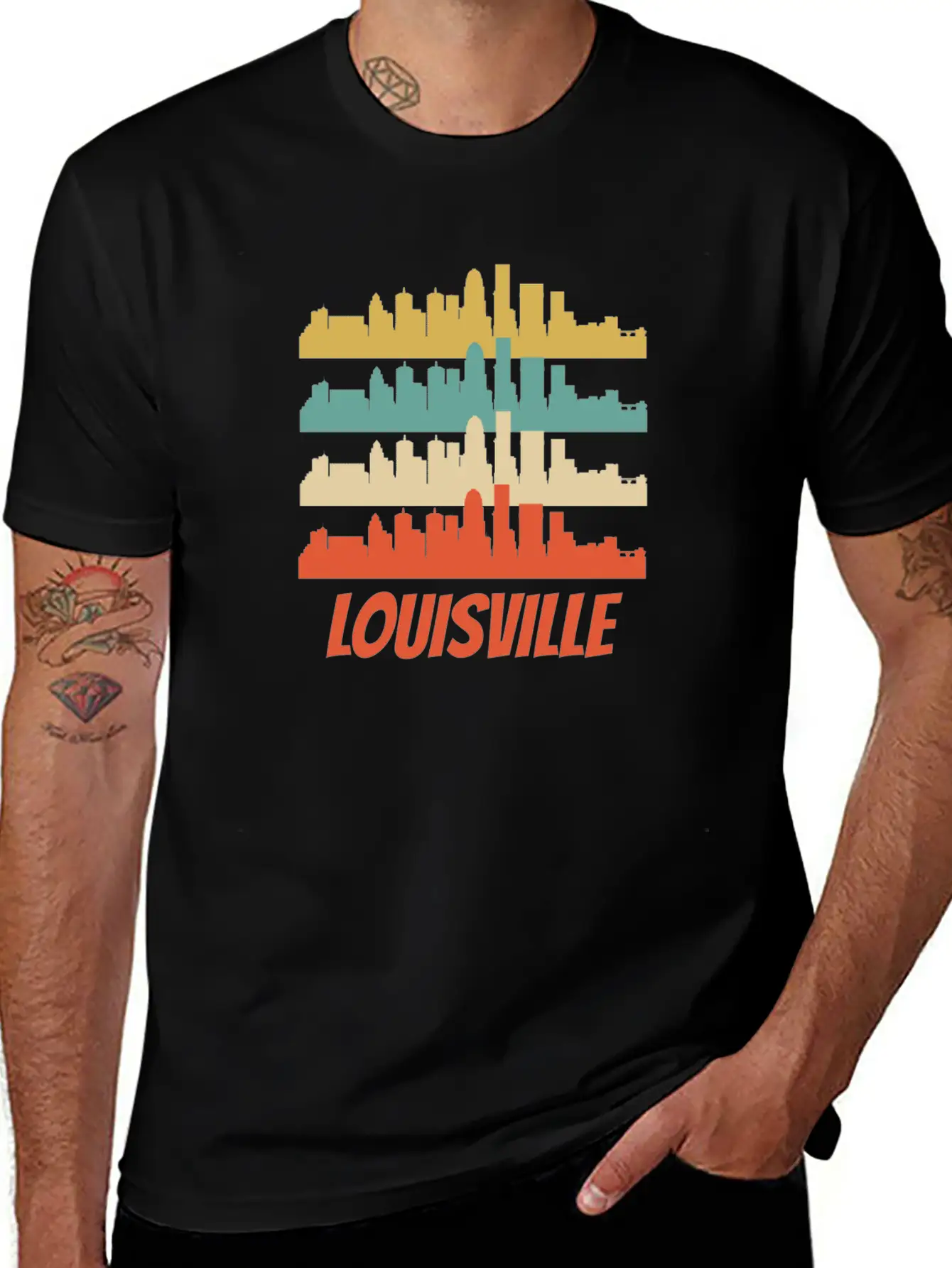 Retro Louisville KY Skyline Pop Art Lightweight Cotton T-Shirt – Daily Comfort Graphic Shirt