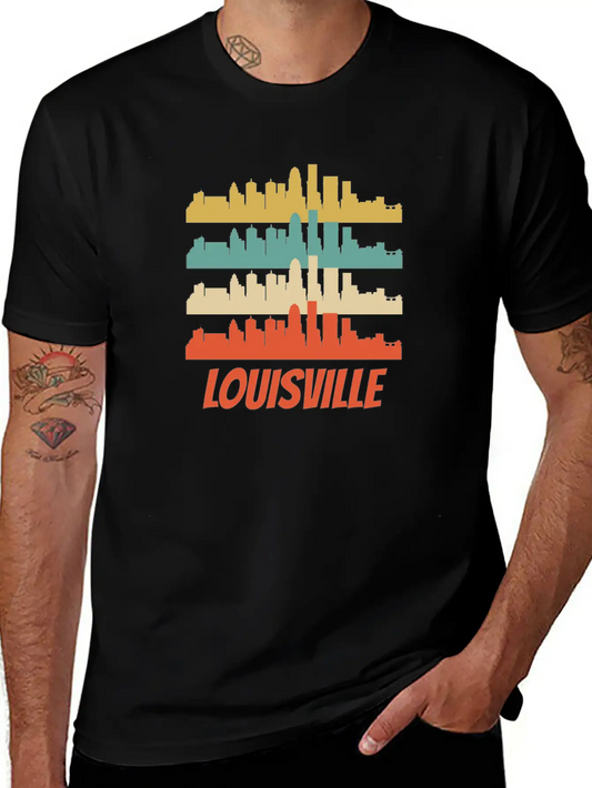 Retro Louisville KY Skyline Pop Art Lightweight Cotton T-Shirt – Daily Comfort Graphic Shirt