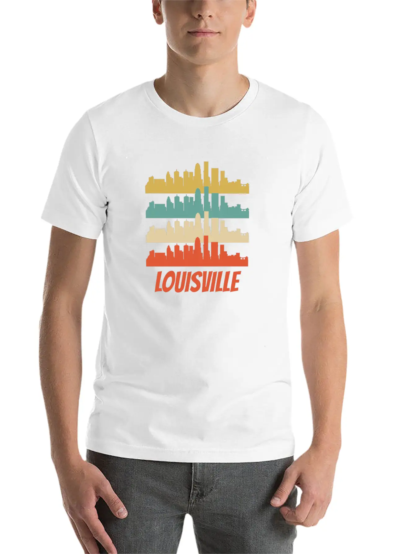 Retro Louisville KY Skyline Pop Art Lightweight Cotton T-Shirt – Daily Comfort Graphic Shirt