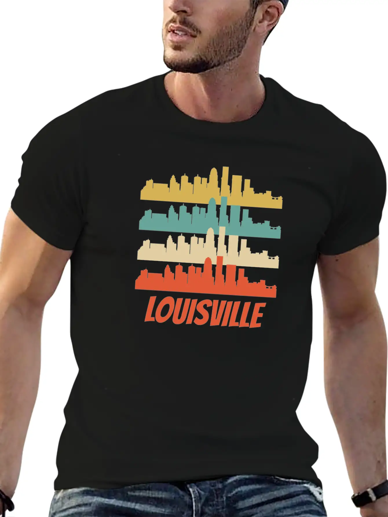 Retro Louisville KY Skyline Pop Art Lightweight Cotton T-Shirt – Daily Comfort Graphic Shirt