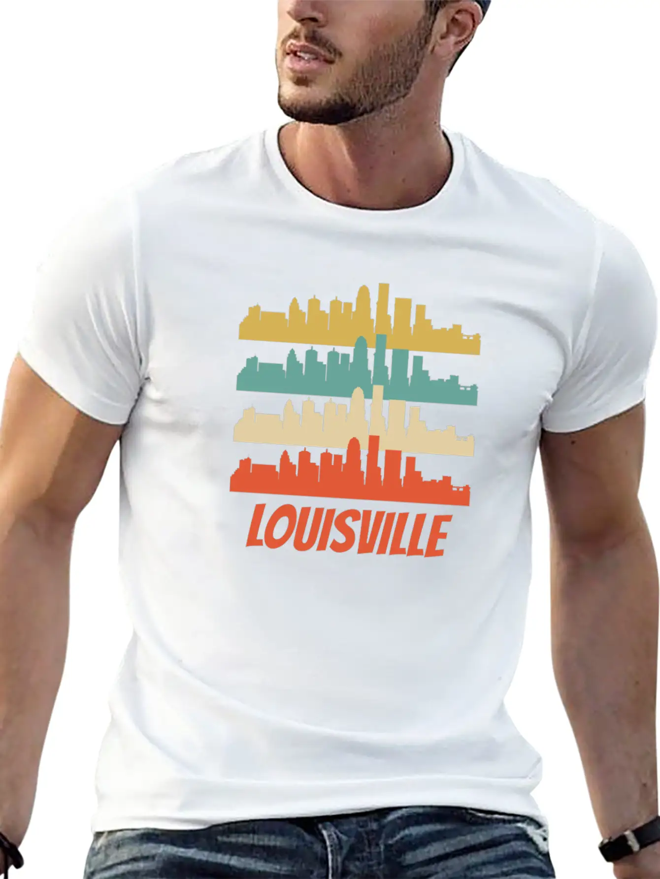 Retro Louisville KY Skyline Pop Art Lightweight Cotton T-Shirt – Daily Comfort Graphic Shirt