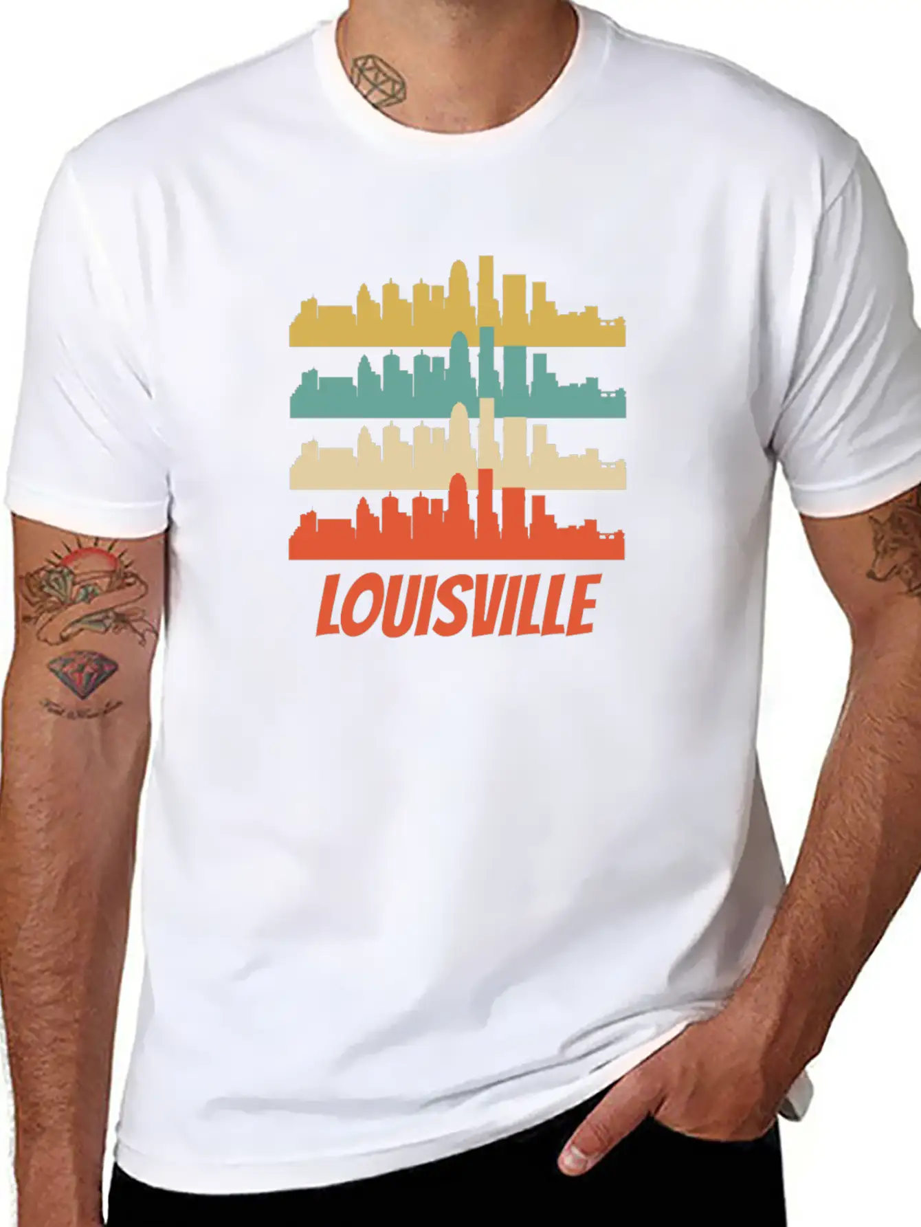 Retro Louisville KY Skyline Pop Art Lightweight Cotton T-Shirt – Daily Comfort Graphic Shirt