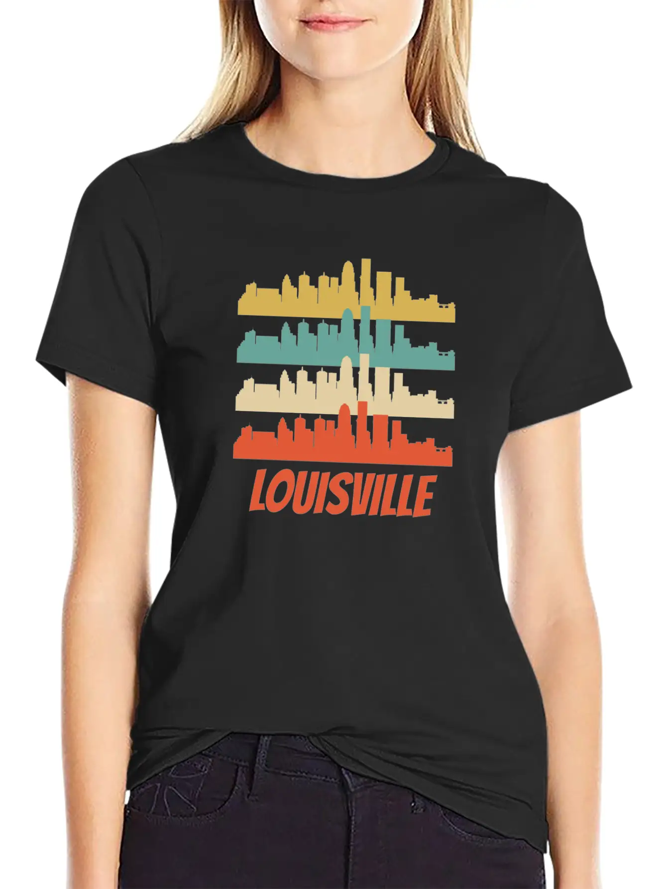Retro Louisville KY Skyline Pop Art Lightweight Cotton T-Shirt – Daily Comfort Graphic Shirt