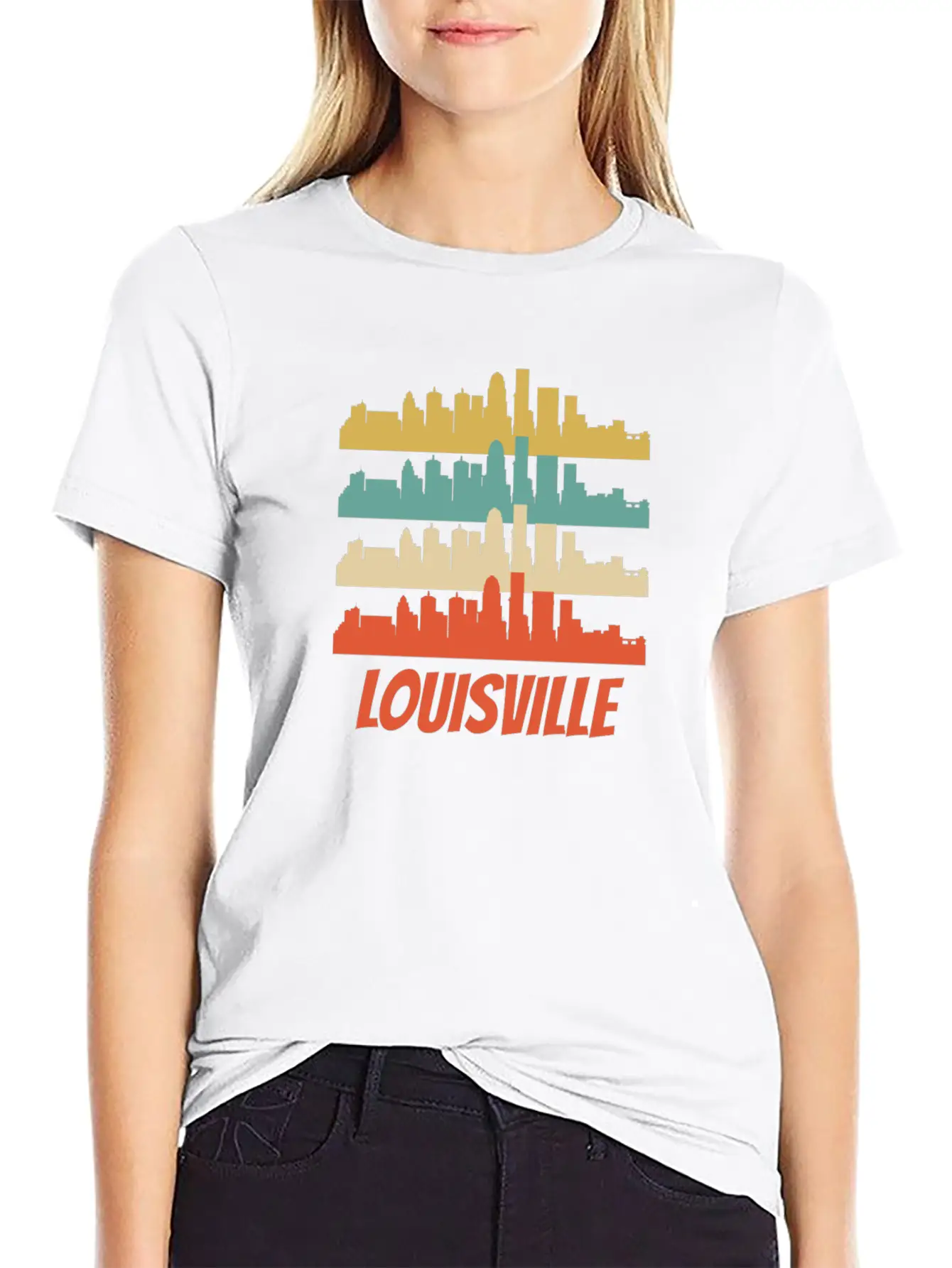 Retro Louisville KY Skyline Pop Art Lightweight Cotton T-Shirt – Daily Comfort Graphic Shirt