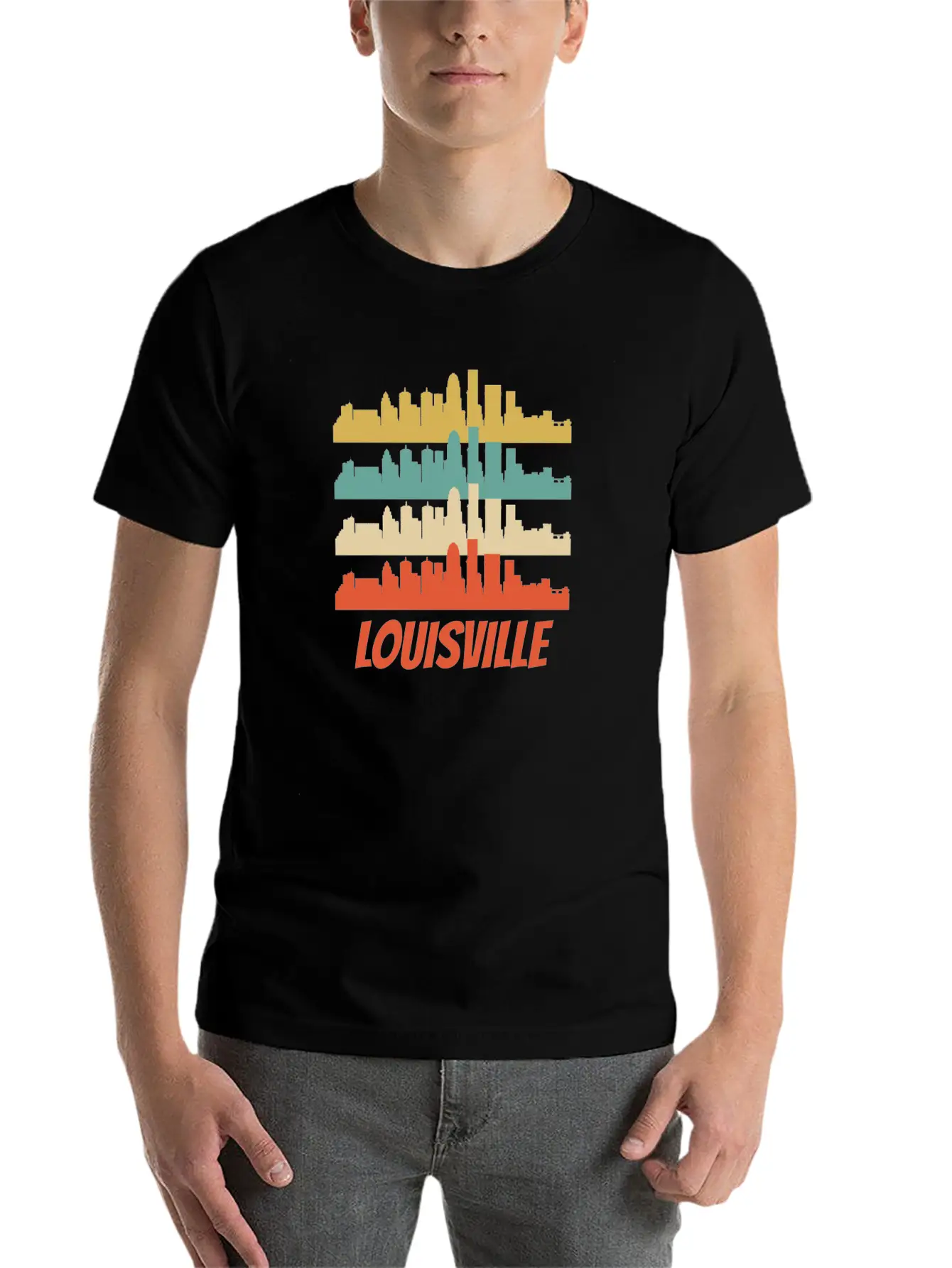 Retro Louisville KY Skyline Pop Art Lightweight Cotton T-Shirt – Daily Comfort Graphic Shirt