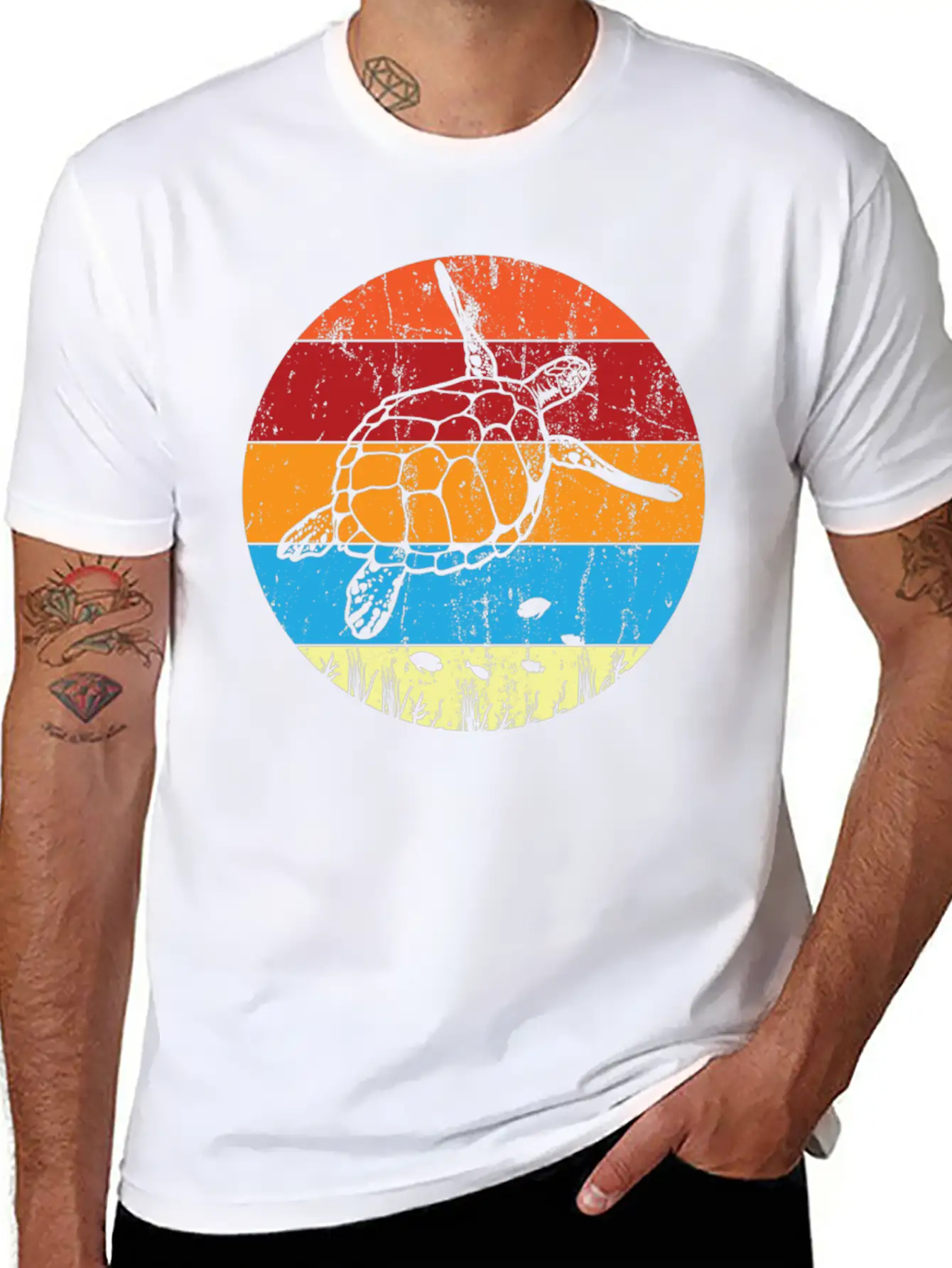 Retro Sea Turtle For Turtle Lover Lightweight Cotton T-Shirt – Daily Comfort Graphic Shirt