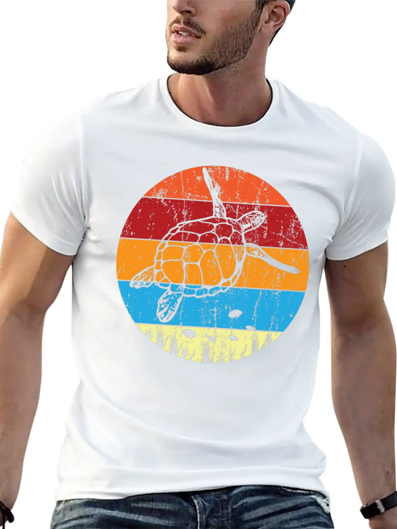 Retro Sea Turtle For Turtle Lover Lightweight Cotton T-Shirt – Daily Comfort Graphic Shirt