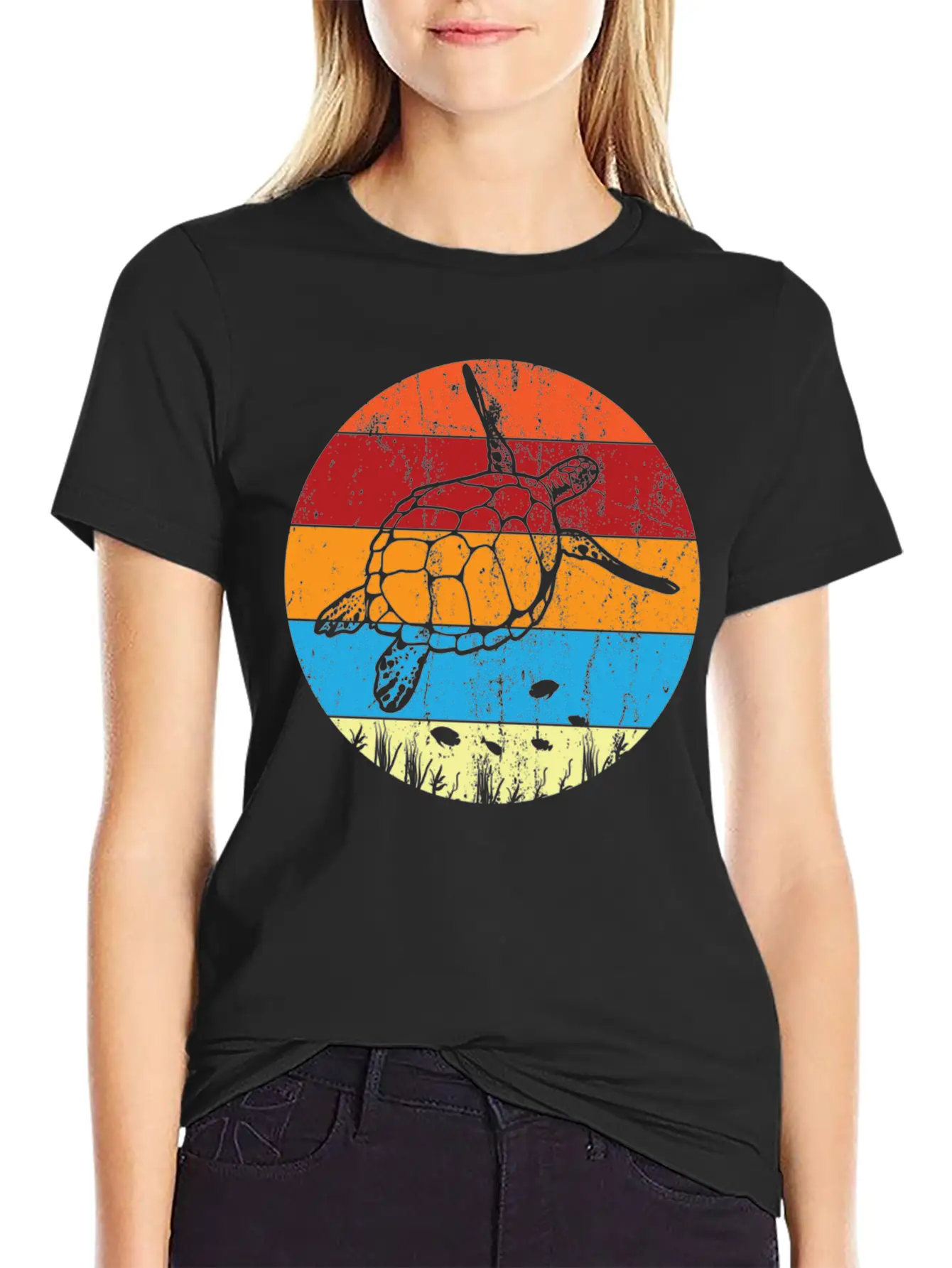 Retro Sea Turtle For Turtle Lover Lightweight Cotton T-Shirt – Daily Comfort Graphic Shirt