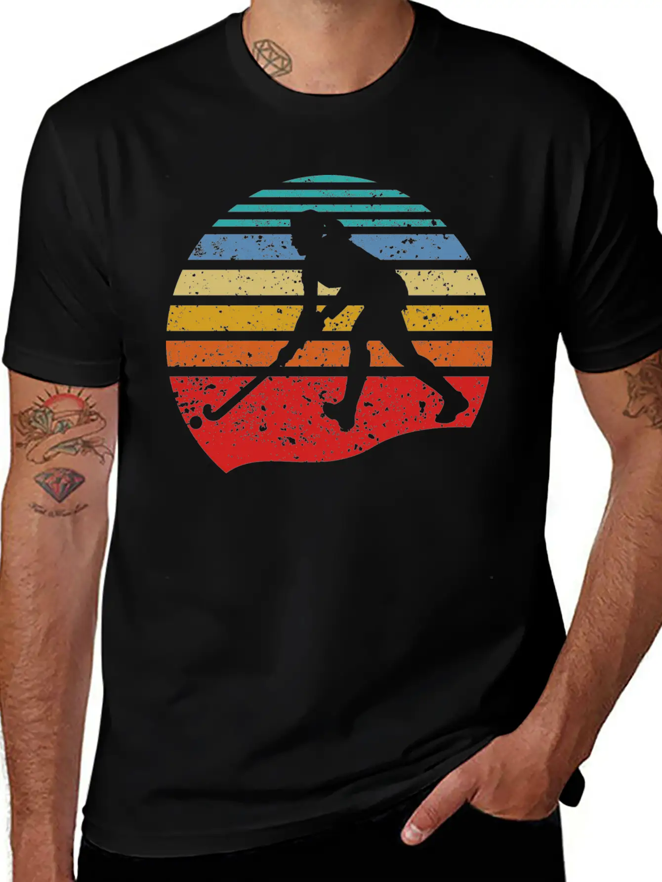 Retro Vintage Field Hockey Gift Field Hockey Playe Lightweight Cotton T-Shirt – Daily Comfort Graphic Shirt