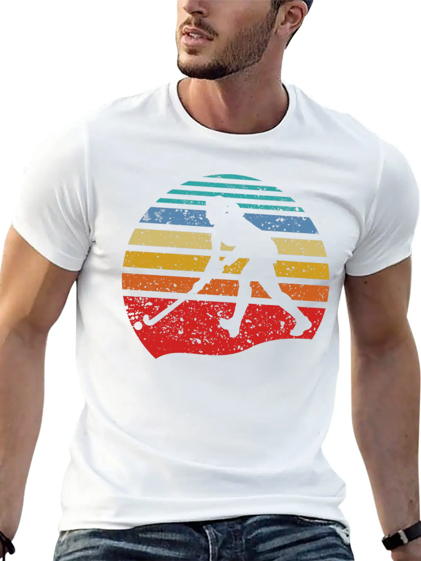 Retro Vintage Field Hockey Gift Field Hockey Playe Lightweight Cotton T-Shirt – Daily Comfort Graphic Shirt