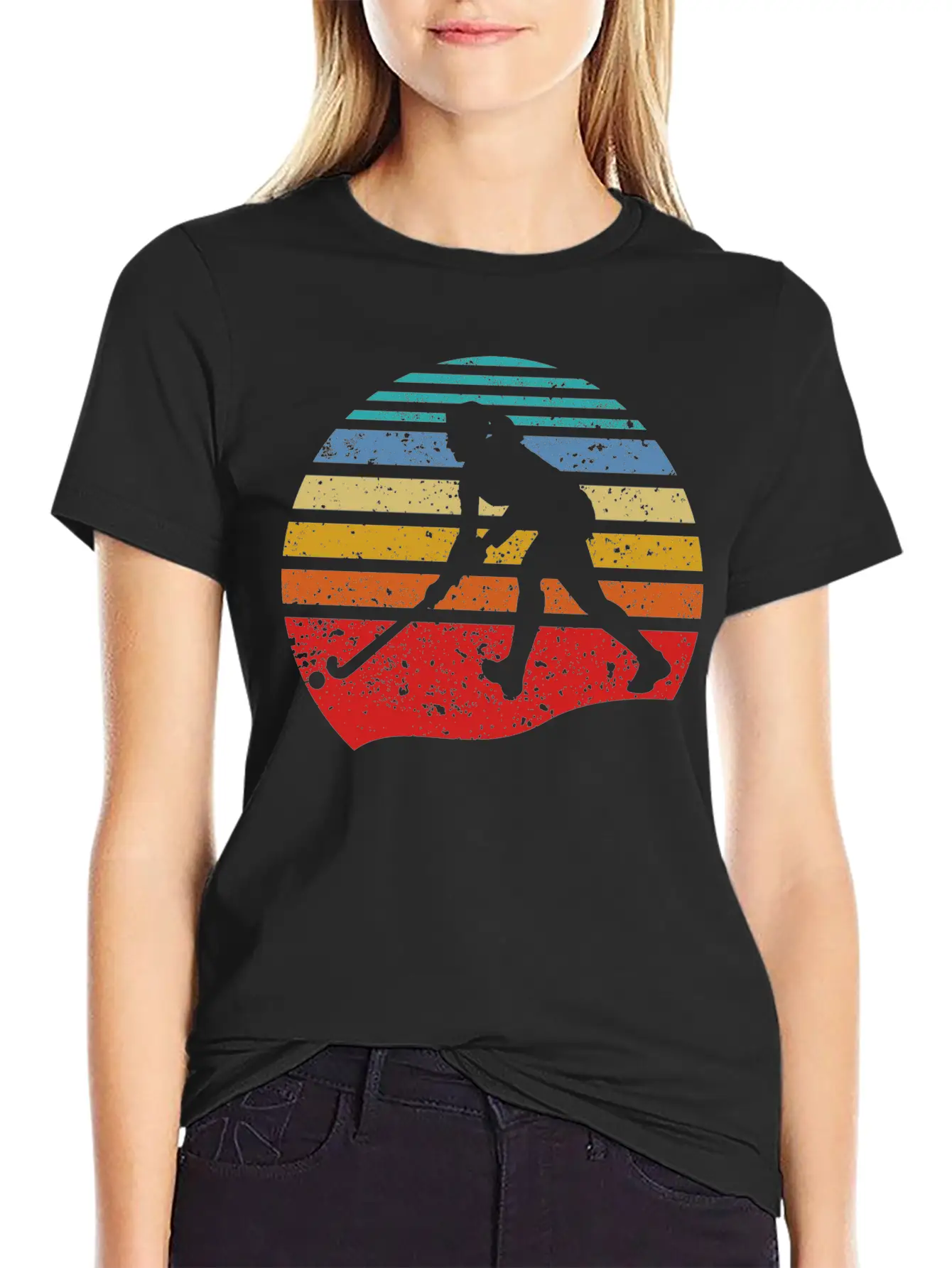 Retro Vintage Field Hockey Gift Field Hockey Playe Lightweight Cotton T-Shirt – Daily Comfort Graphic Shirt