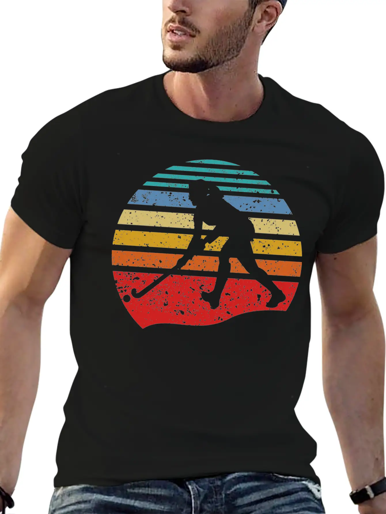 Retro Vintage Field Hockey Gift Field Hockey Playe Lightweight Cotton T-Shirt – Daily Comfort Graphic Shirt