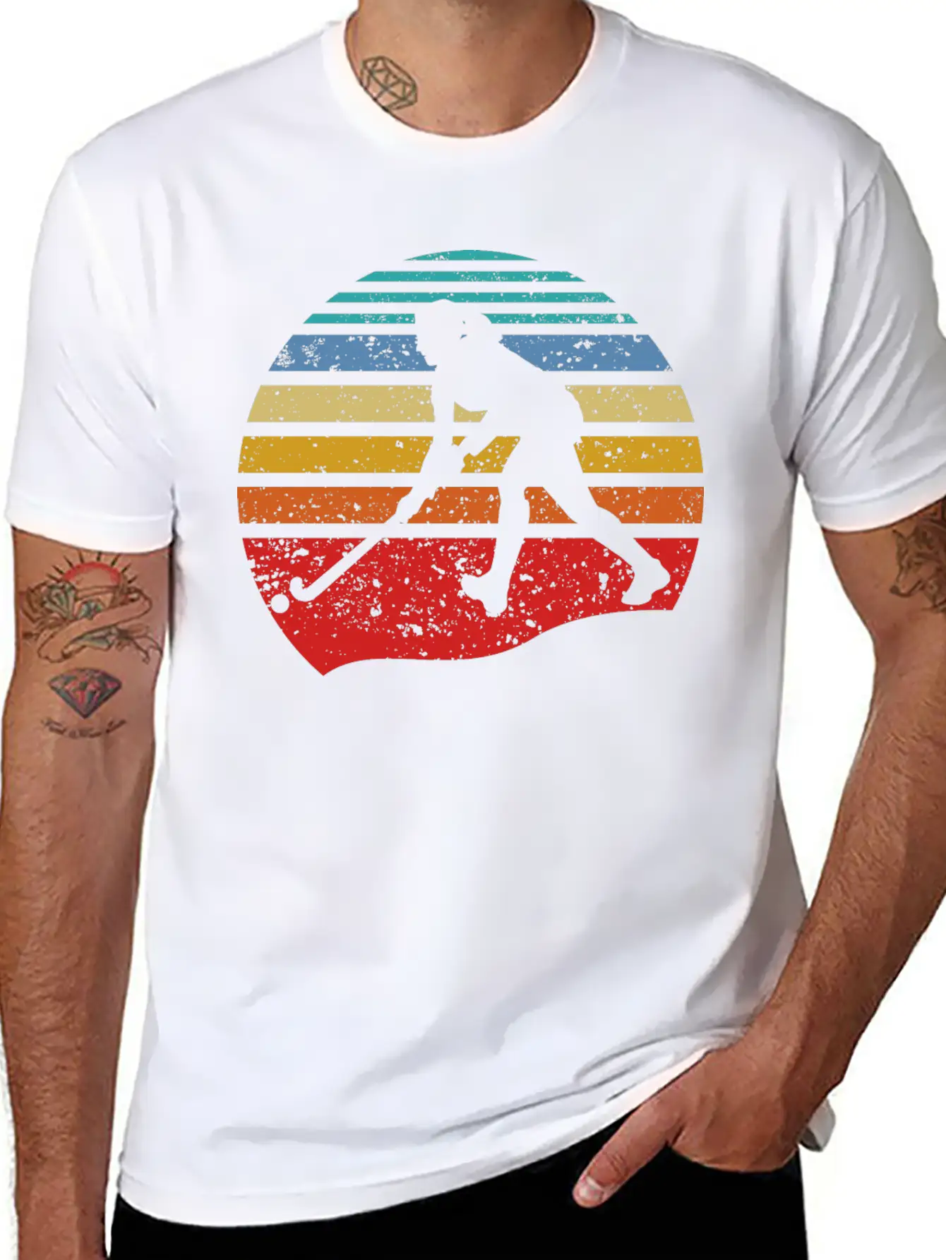Retro Vintage Field Hockey Gift Field Hockey Playe Lightweight Cotton T-Shirt – Daily Comfort Graphic Shirt