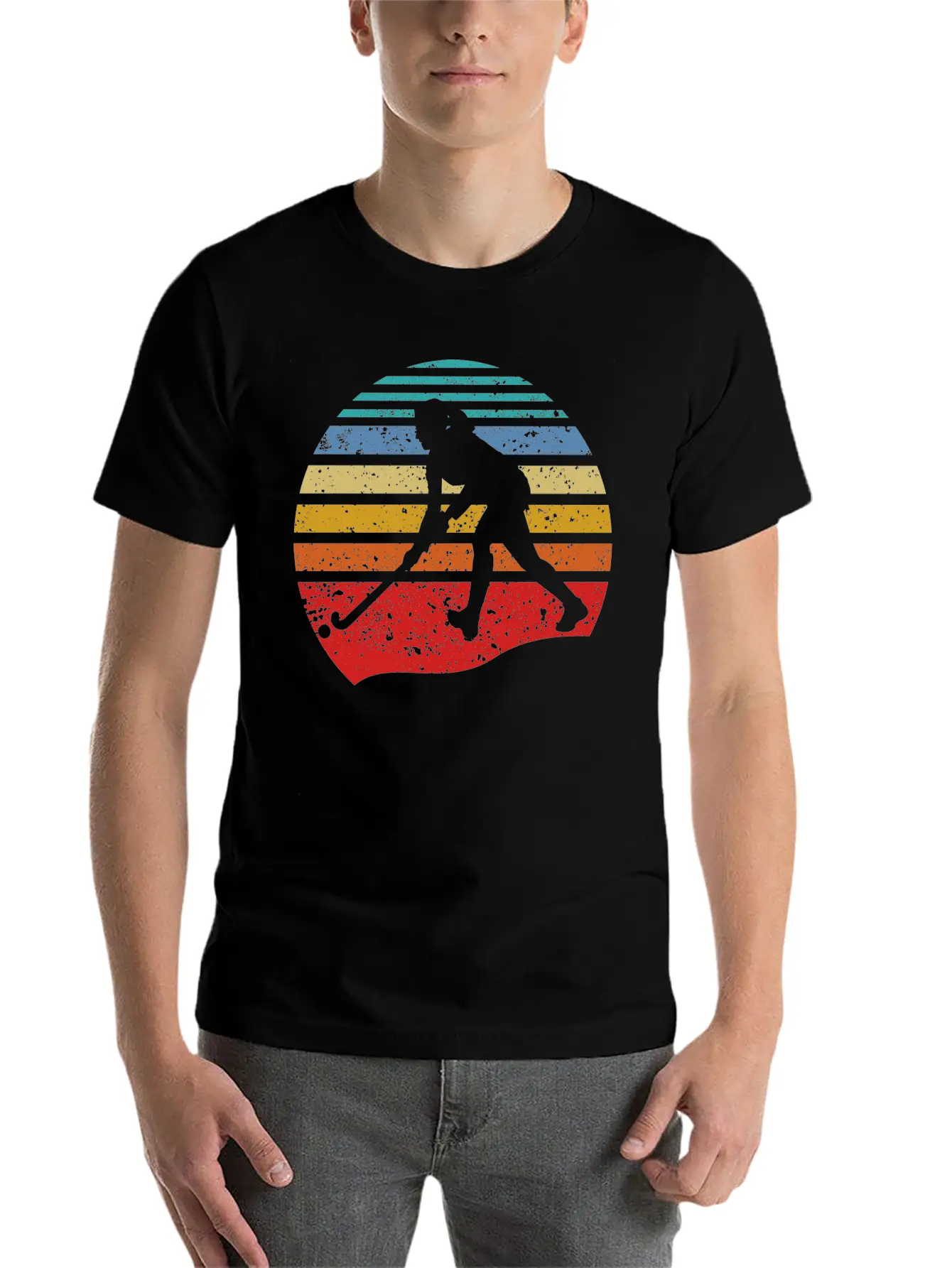 Retro Vintage Field Hockey Gift Field Hockey Playe Lightweight Cotton T-Shirt – Daily Comfort Graphic Shirt