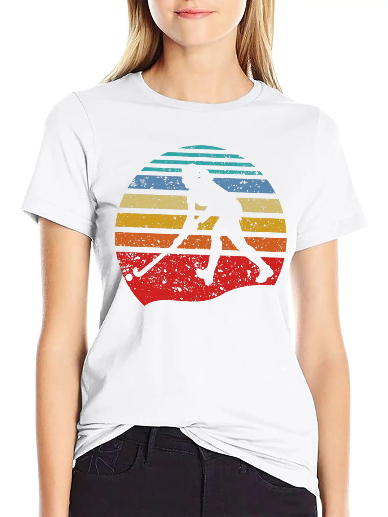 Retro Vintage Field Hockey Gift Field Hockey Playe Lightweight Cotton T-Shirt – Daily Comfort Graphic Shirt