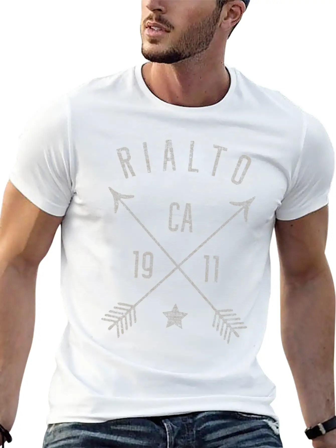 Rialto Ca Home City Distressed Boho Arrows Lightweight Cotton T-Shirt – Daily Comfort Graphic Shirt