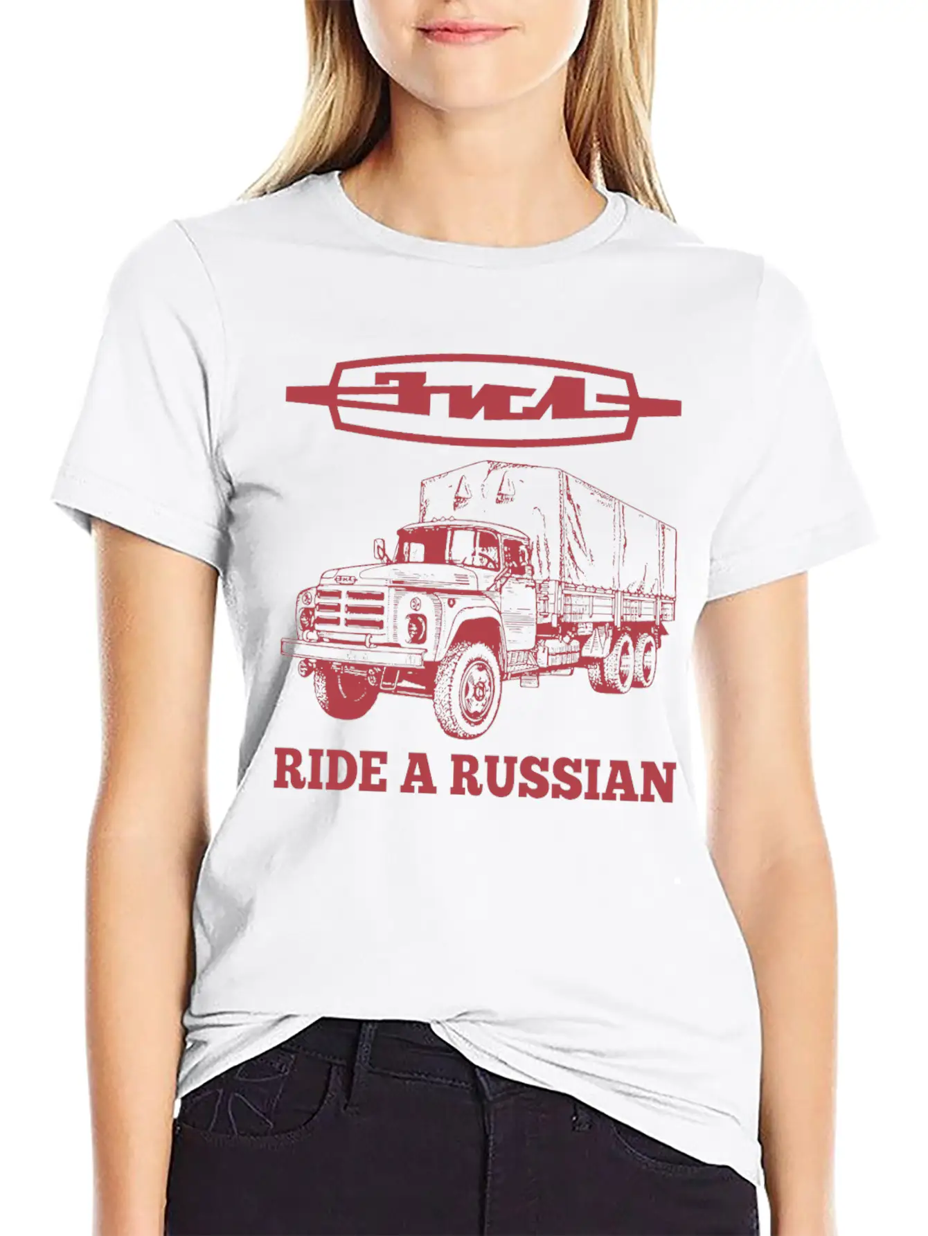 Ride A Russian Logo Russian Truck ZIL USSR Lightweight Cotton T-Shirt – Daily Comfort Graphic Shirt
