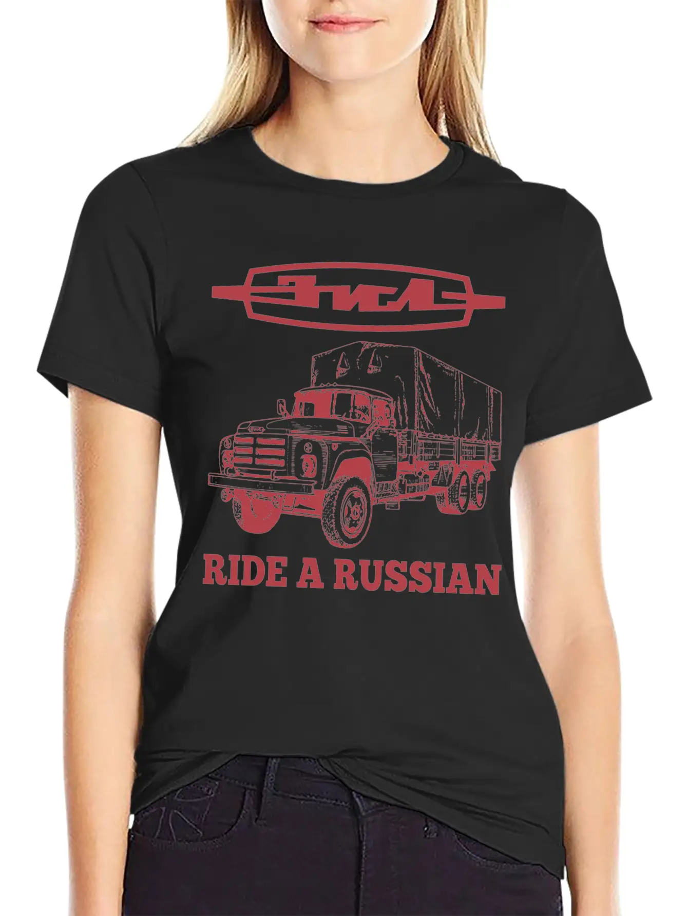 Ride A Russian Logo Russian Truck ZIL USSR Lightweight Cotton T-Shirt – Daily Comfort Graphic Shirt