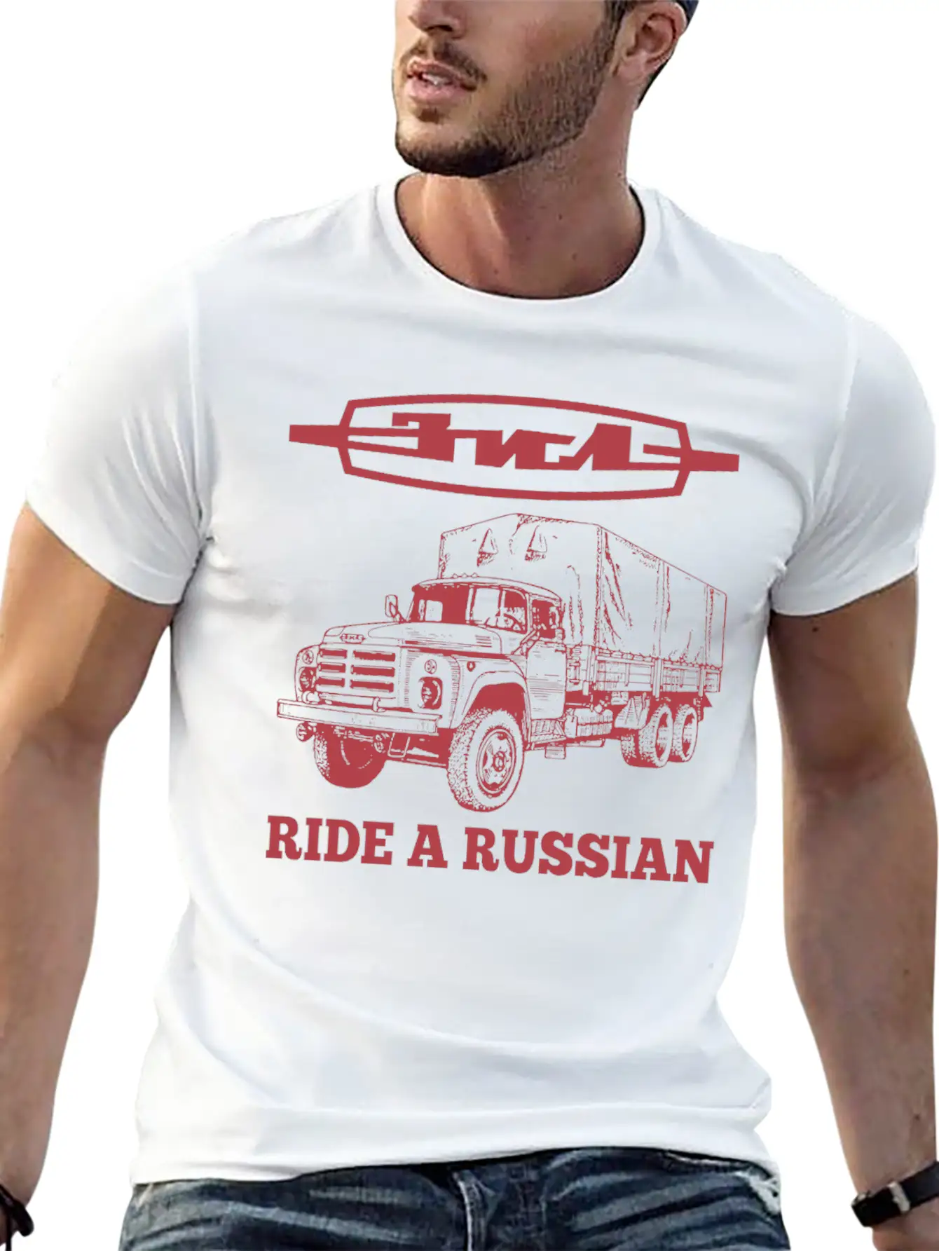 Ride A Russian Logo Russian Truck ZIL USSR Lightweight Cotton T-Shirt – Daily Comfort Graphic Shirt