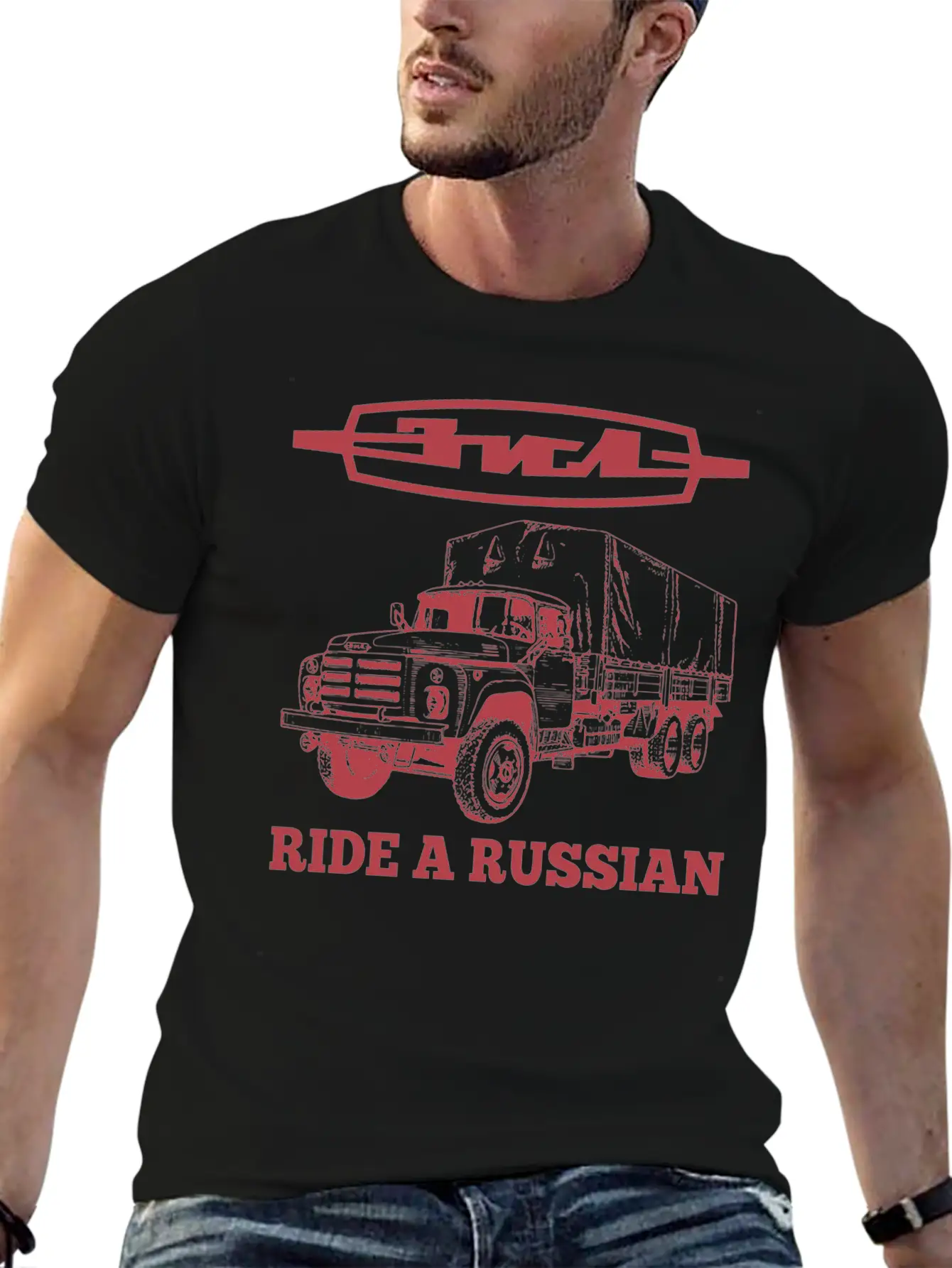 Ride A Russian Logo Russian Truck ZIL USSR Lightweight Cotton T-Shirt – Daily Comfort Graphic Shirt