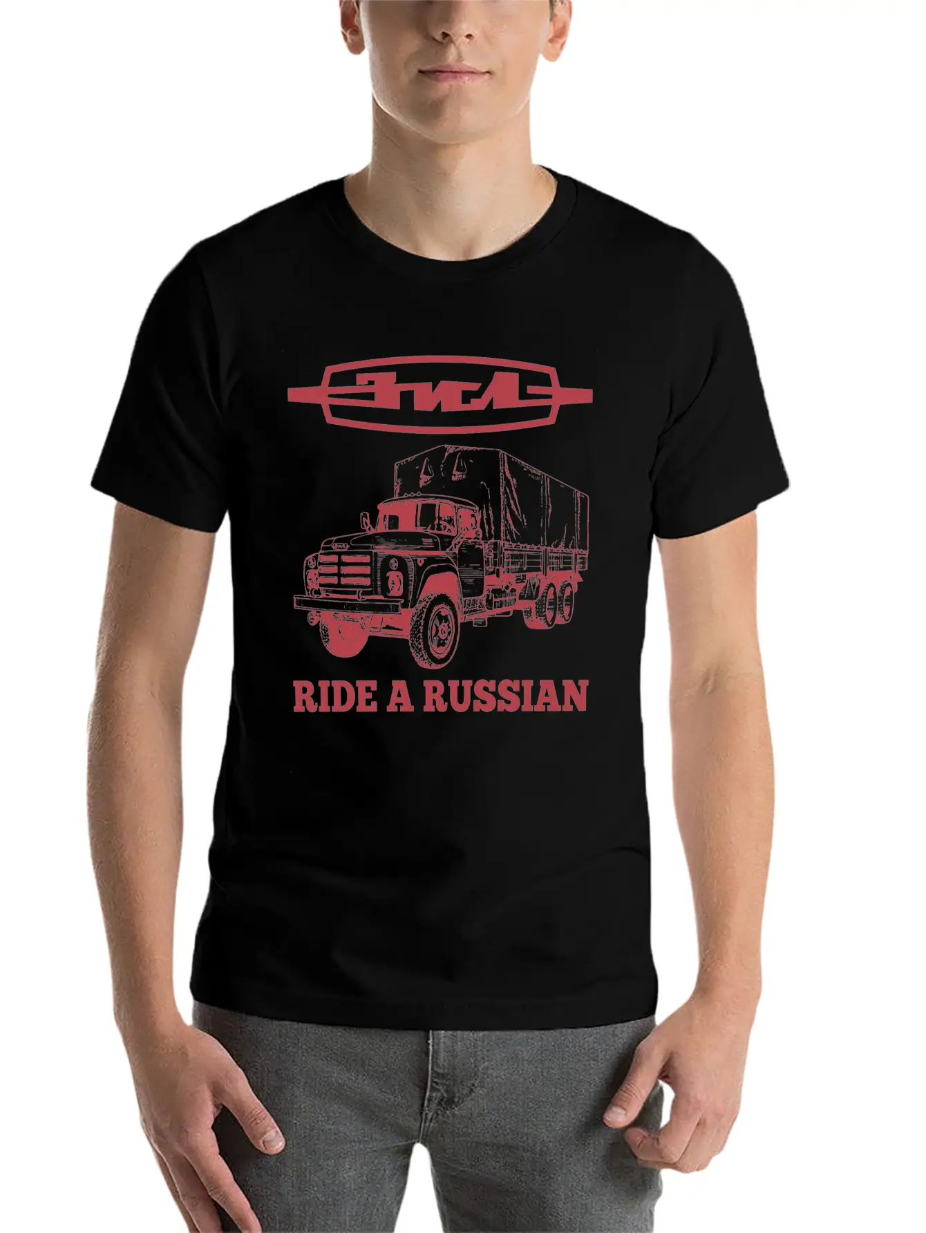 Ride A Russian Logo Russian Truck ZIL USSR Lightweight Cotton T-Shirt – Daily Comfort Graphic Shirt
