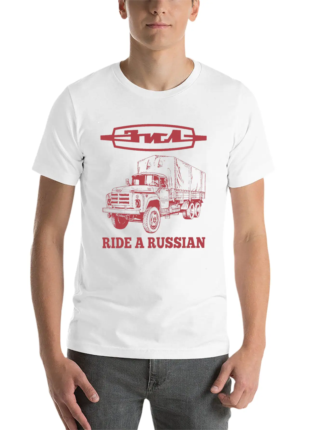 Ride A Russian Logo Russian Truck ZIL USSR Lightweight Cotton T-Shirt – Daily Comfort Graphic Shirt
