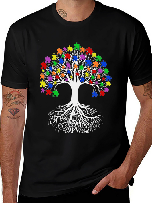 Autism Awareness Puzzle Tree T-Shirt - Support & Acceptance
