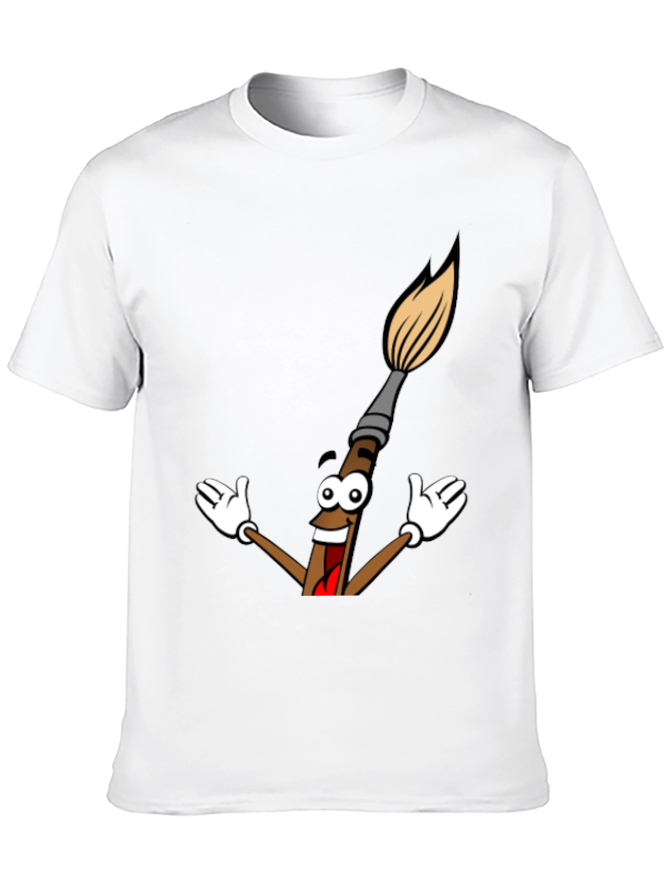 Cartoon Paintbrush Graphic Tee - Black