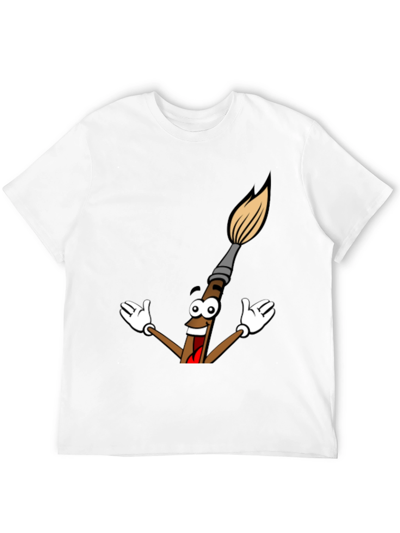 Cartoon Paintbrush Graphic Tee - Black