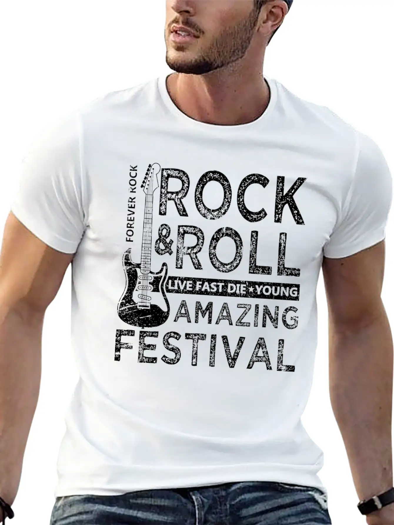 Rock And Roll Festival Lightweight Cotton T-Shirt – Daily Comfort Graphic Shirt