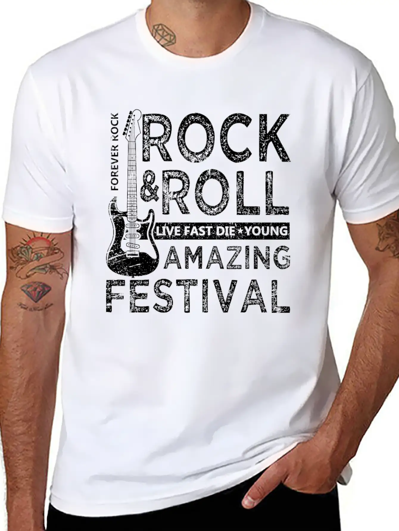 Rock And Roll Festival Lightweight Cotton T-Shirt – Daily Comfort Graphic Shirt