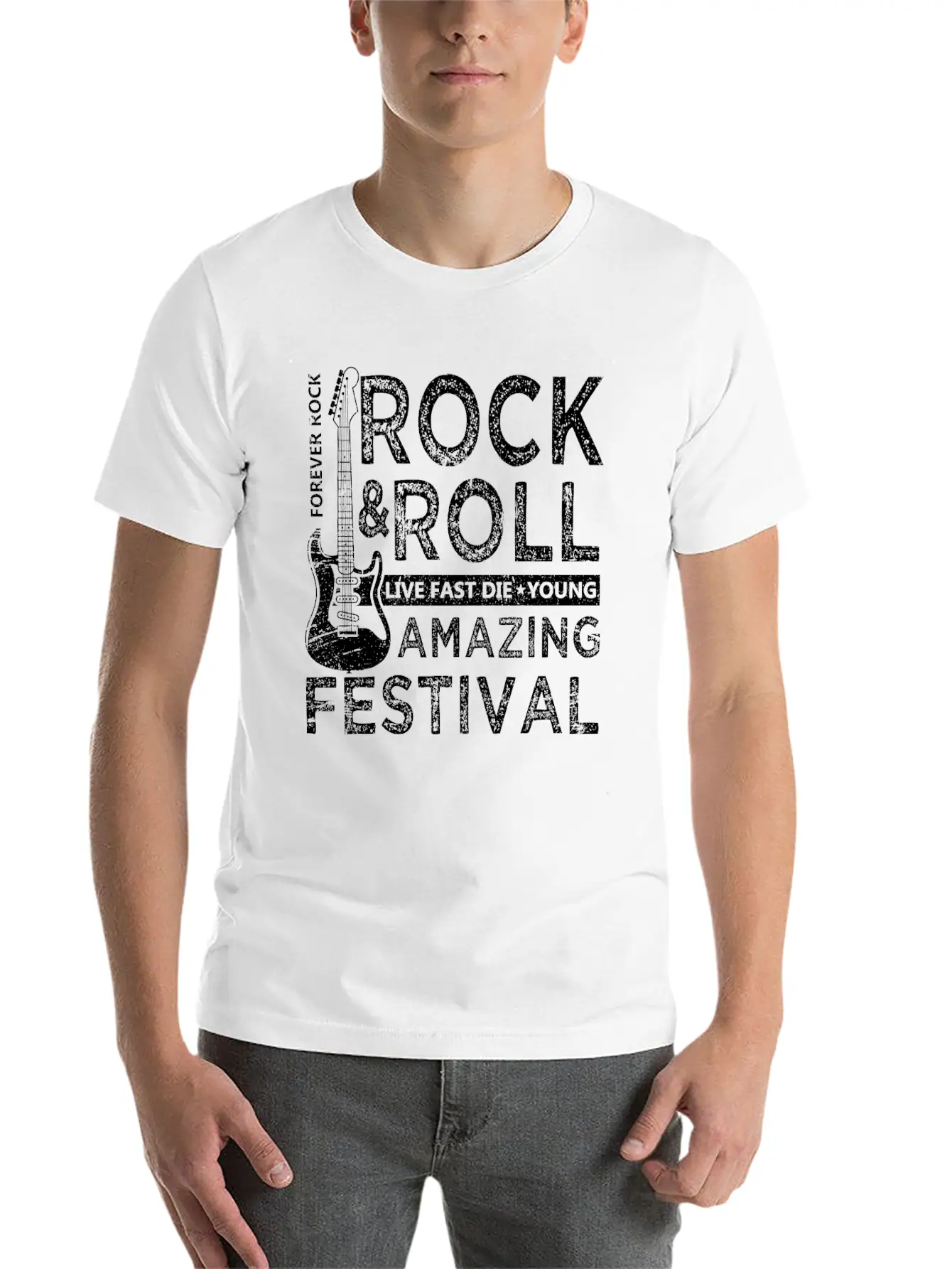 Rock And Roll Festival Lightweight Cotton T-Shirt – Daily Comfort Graphic Shirt