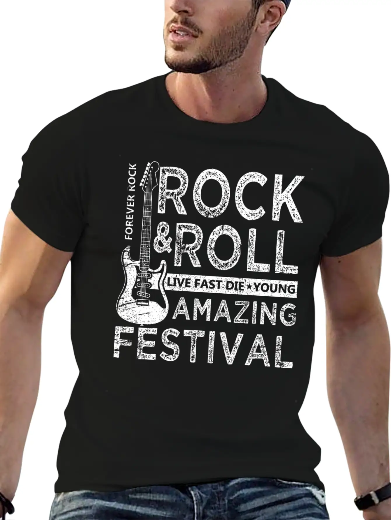 Rock And Roll Festival Lightweight Cotton T-Shirt – Daily Comfort Graphic Shirt