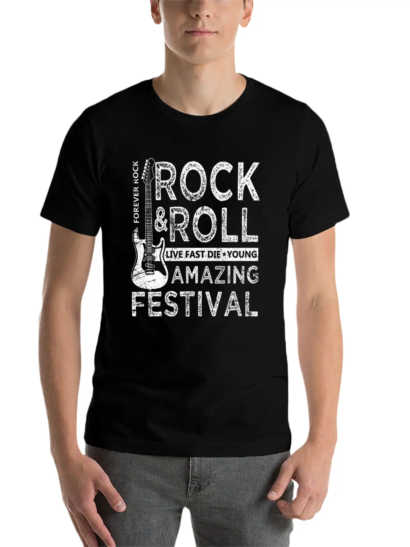 Rock And Roll Festival Lightweight Cotton T-Shirt – Daily Comfort Graphic Shirt