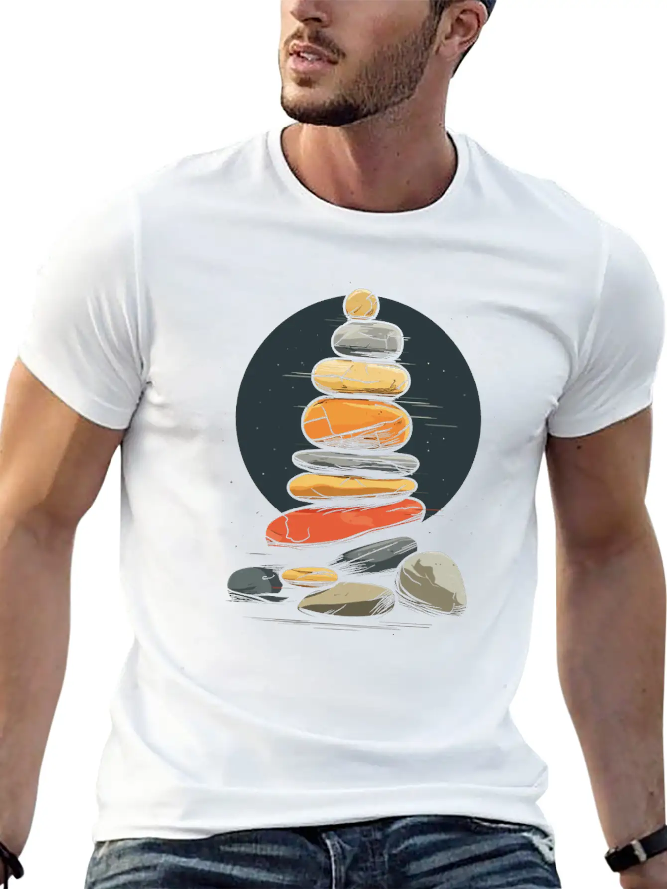 Rock Stocking Stone Stacker Rock Balancing Lightweight Cotton T-Shirt – Daily Comfort Graphic Shirt