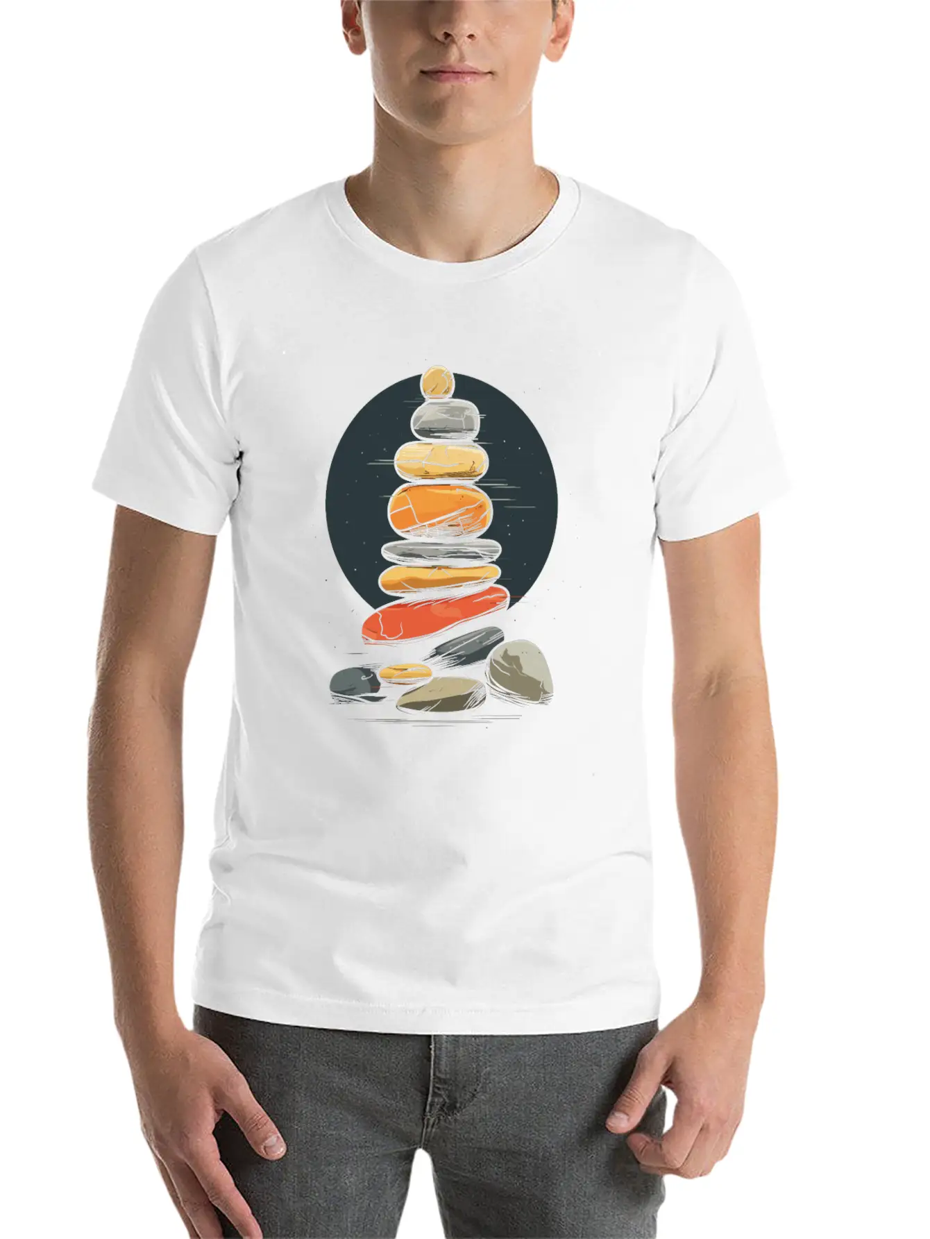 Rock Stocking Stone Stacker Rock Balancing Lightweight Cotton T-Shirt – Daily Comfort Graphic Shirt