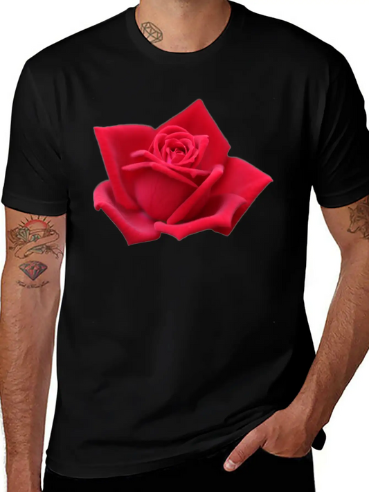 Rose Red Rose Red Flowers Lightweight Cotton T-Shirt – Daily Comfort Graphic Shirt