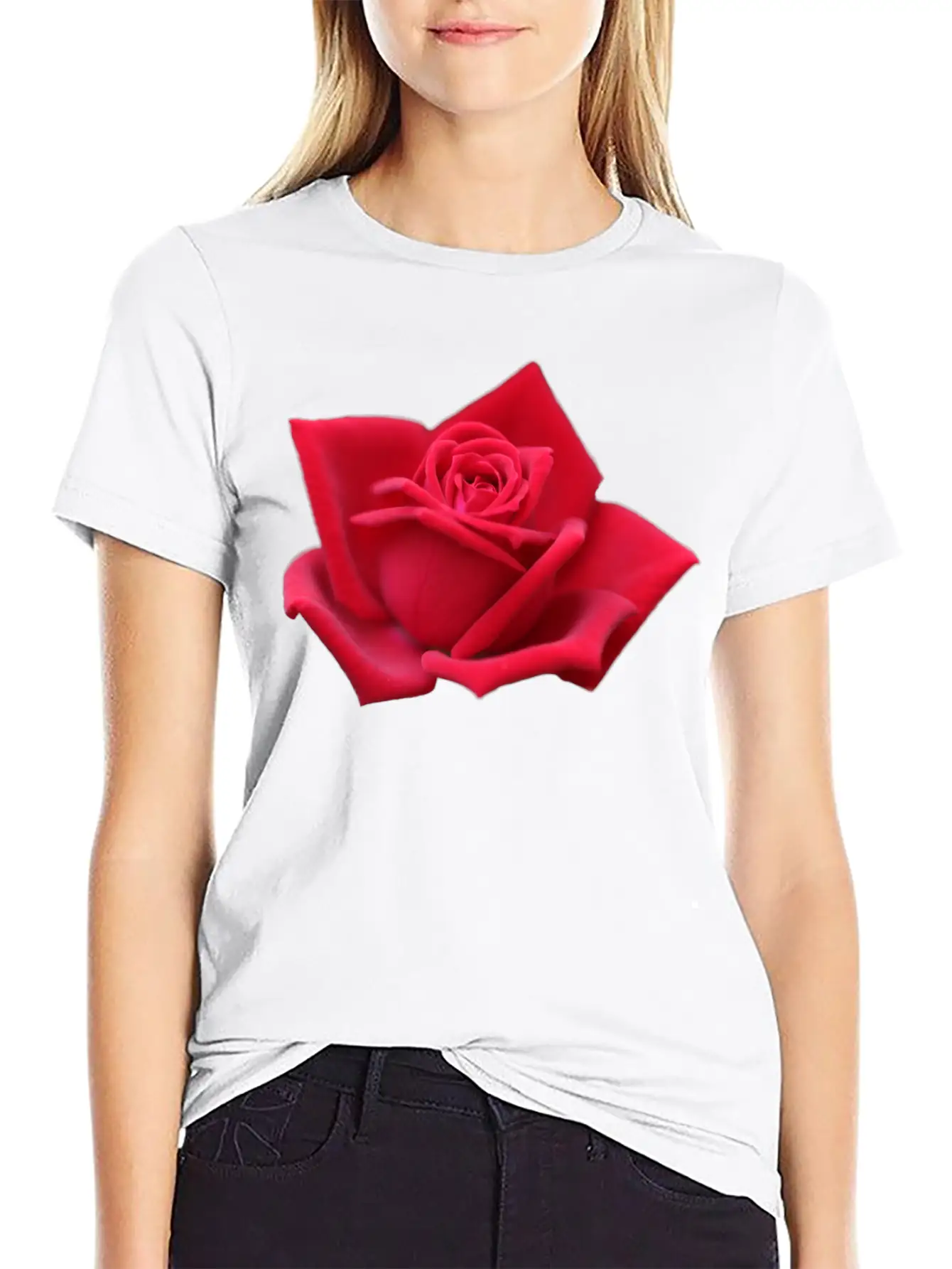 Rose Red Rose Red Flowers Lightweight Cotton T-Shirt – Daily Comfort Graphic Shirt