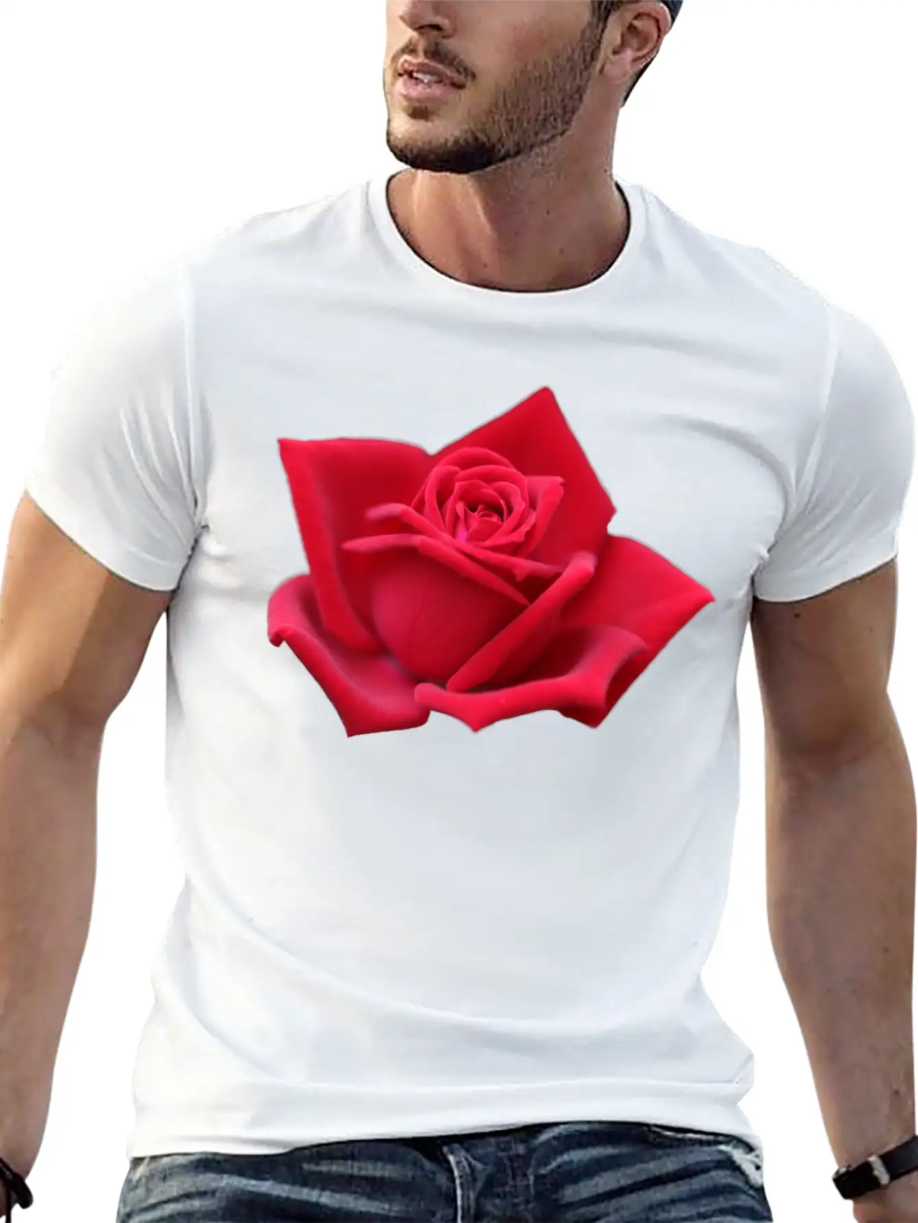 Rose Red Rose Red Flowers Lightweight Cotton T-Shirt – Daily Comfort Graphic Shirt