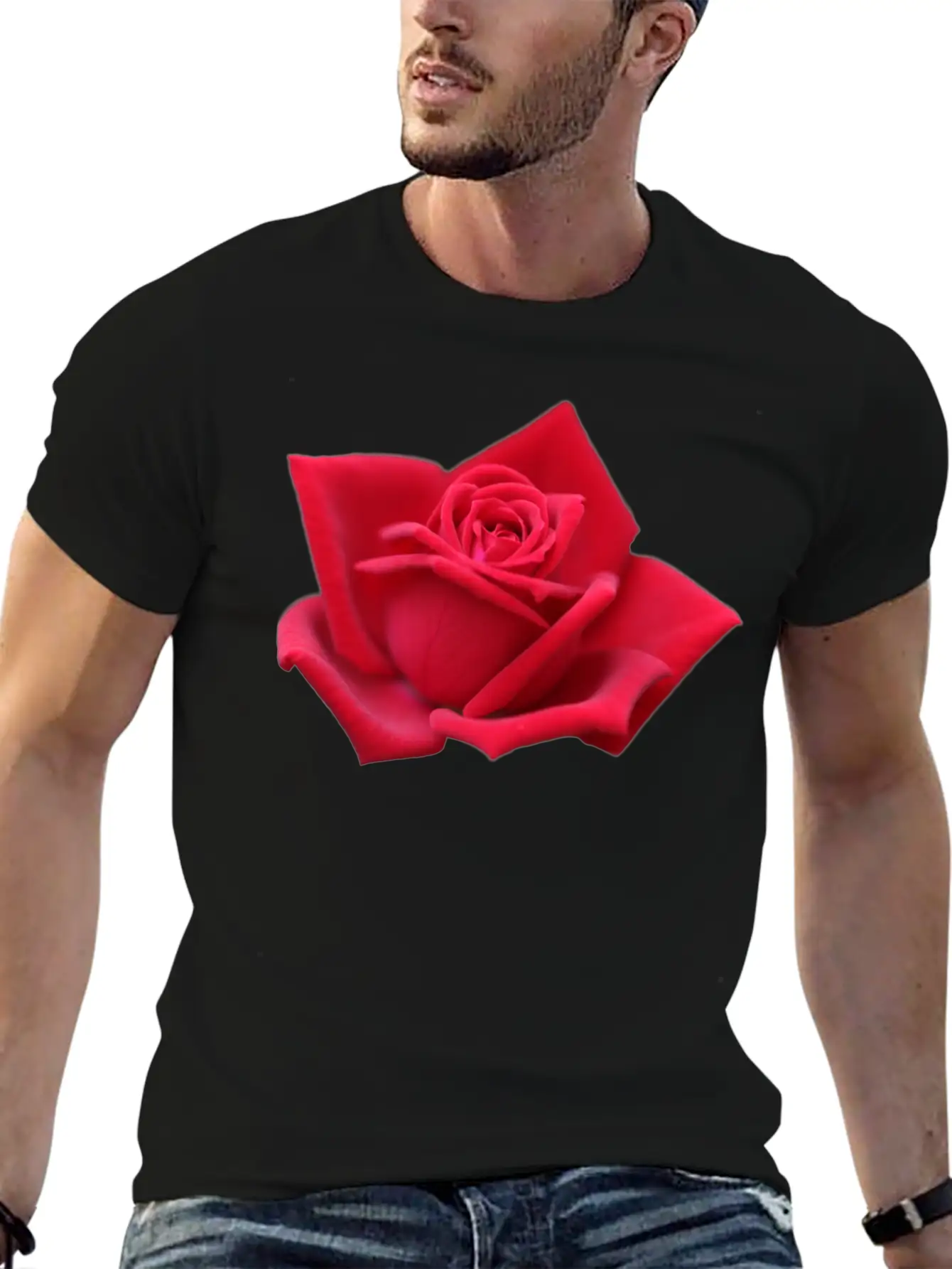 Rose Red Rose Red Flowers Lightweight Cotton T-Shirt – Daily Comfort Graphic Shirt
