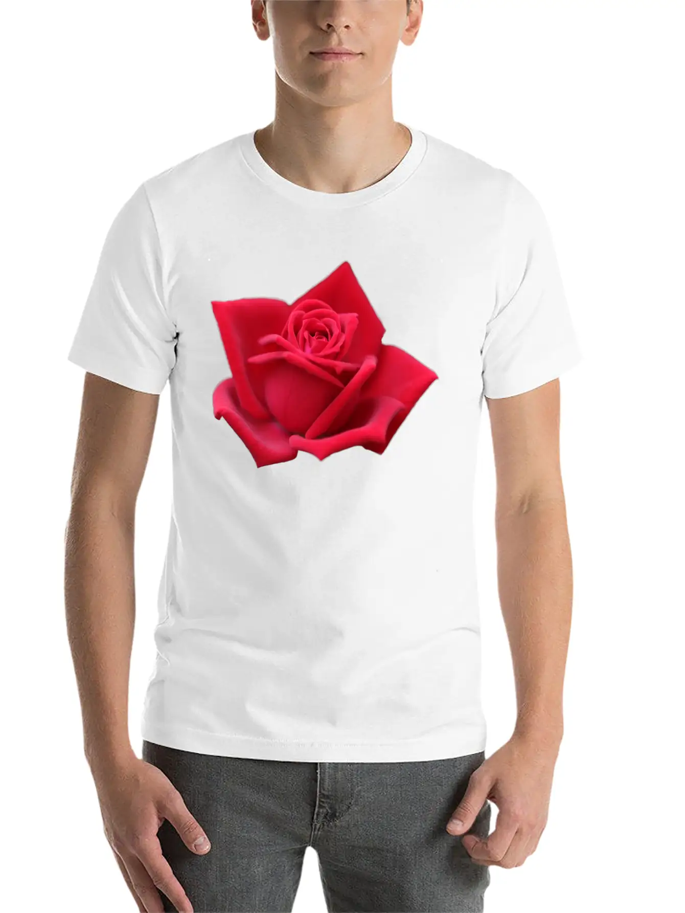 Rose Red Rose Red Flowers Lightweight Cotton T-Shirt – Daily Comfort Graphic Shirt