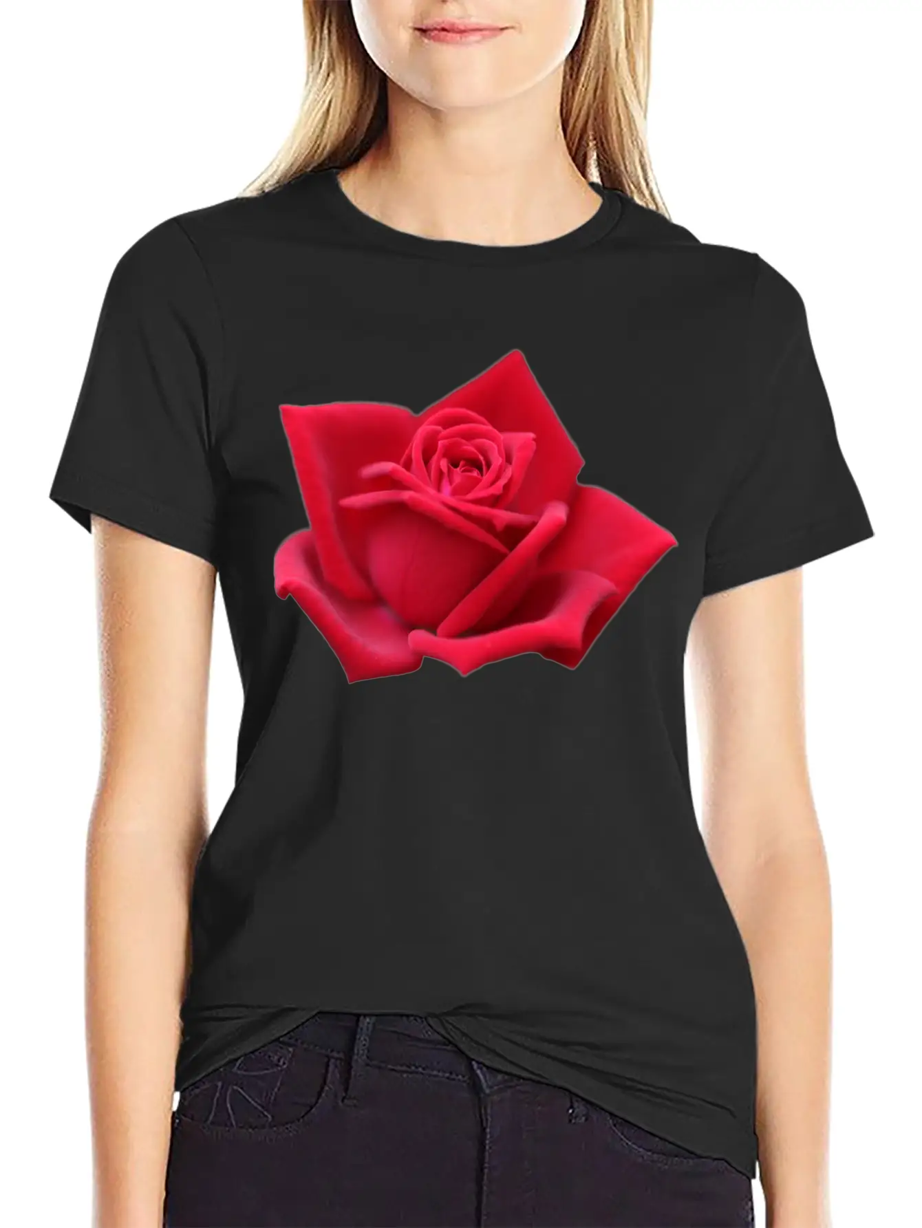 Rose Red Rose Red Flowers Lightweight Cotton T-Shirt – Daily Comfort Graphic Shirt