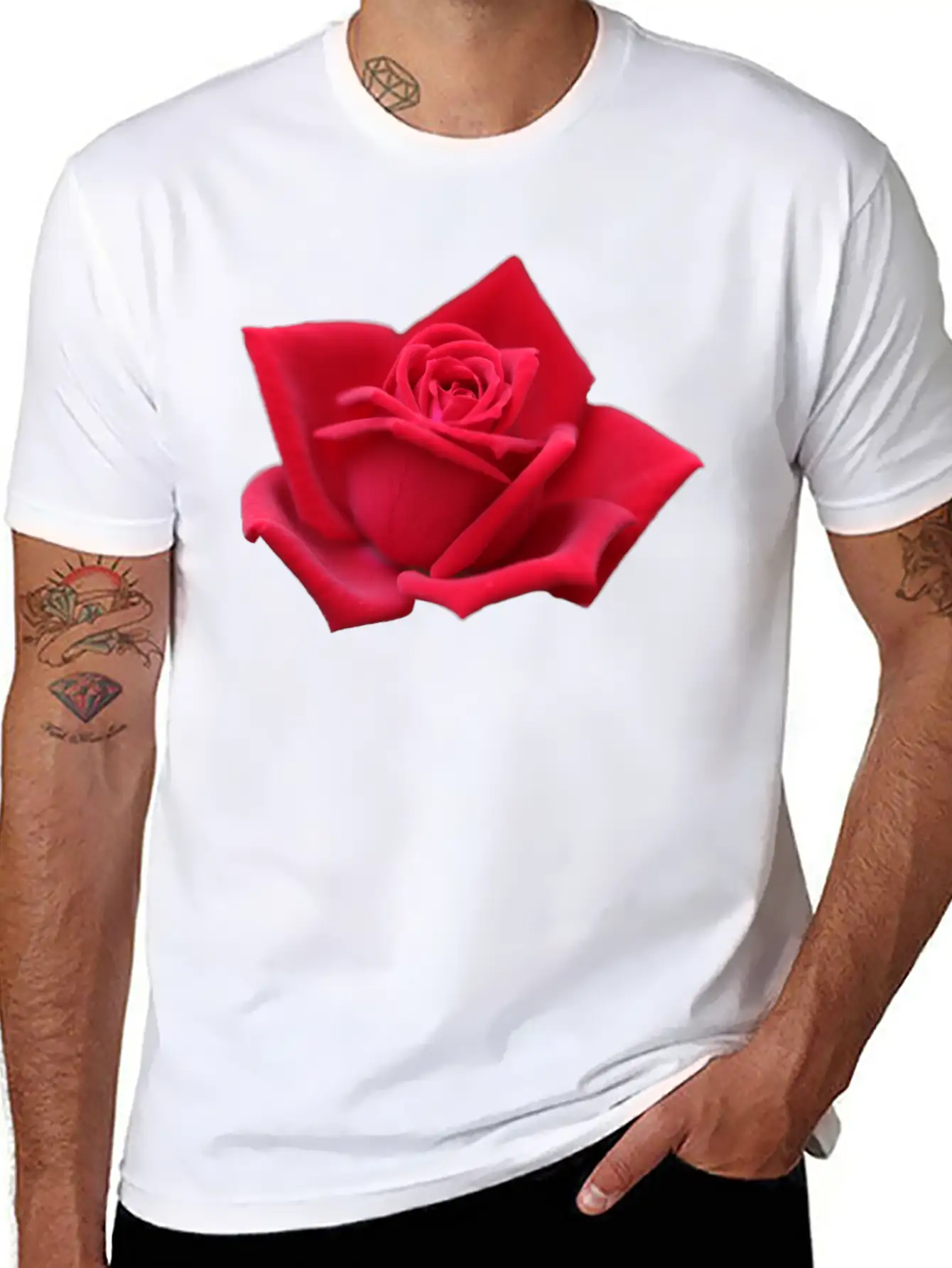 Rose Red Rose Red Flowers Lightweight Cotton T-Shirt – Daily Comfort Graphic Shirt