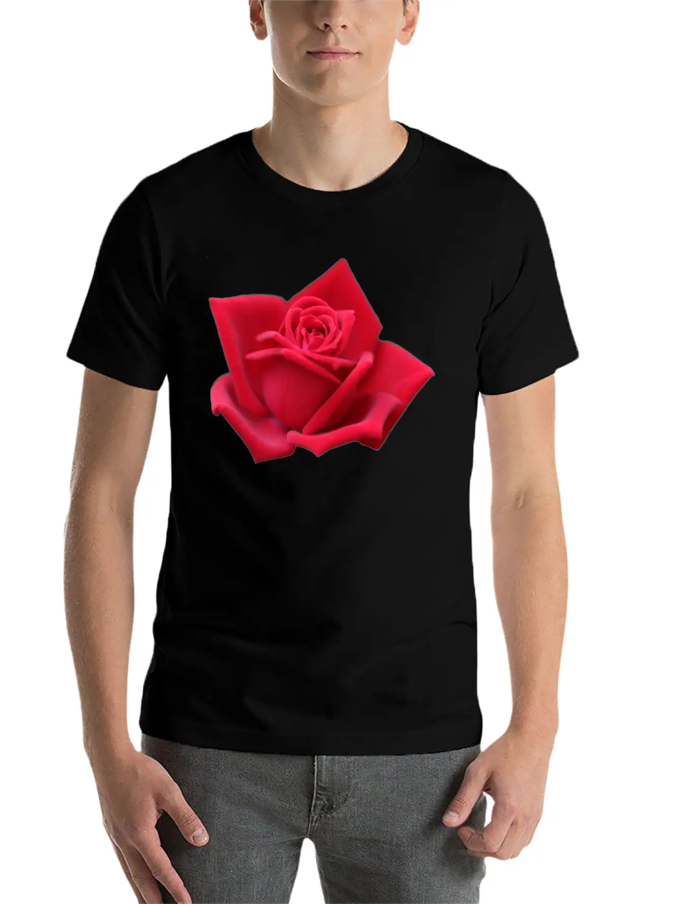 Rose Red Rose Red Flowers Lightweight Cotton T-Shirt – Daily Comfort Graphic Shirt