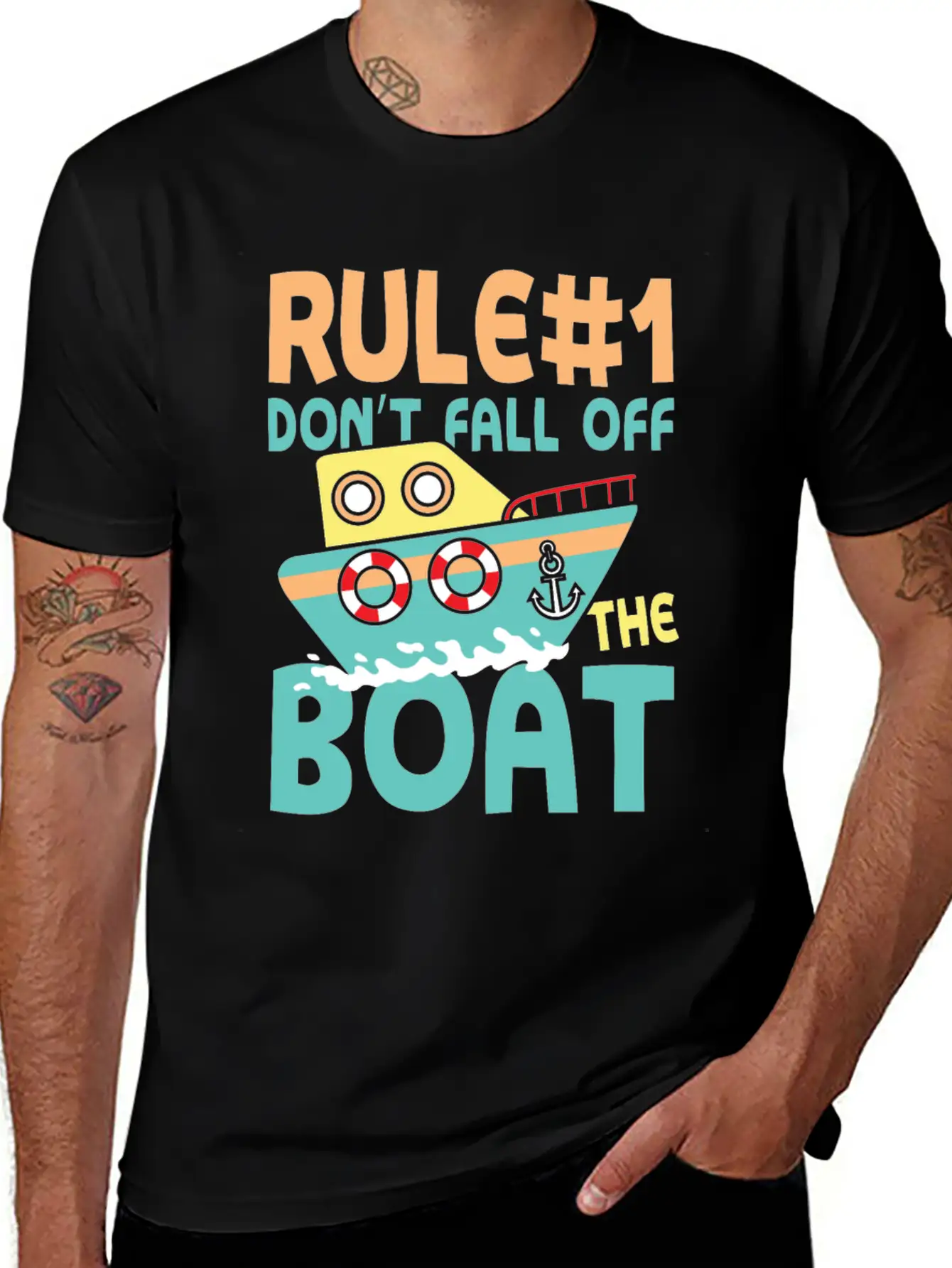 Rule Number 1 Don T Fall Off The Boat Lightweight Cotton T-Shirt – Daily Comfort Graphic Shirt